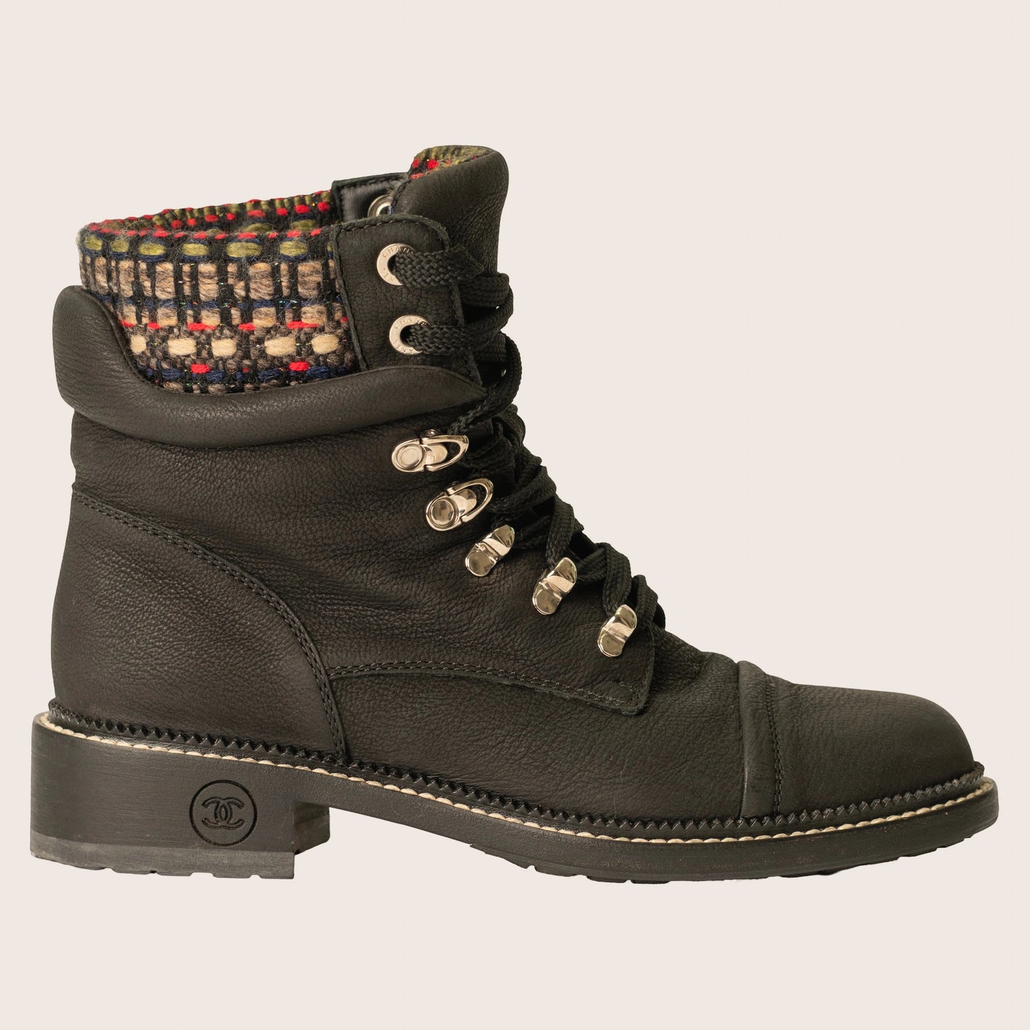 Chanel Leather Biker Boots Black in Leather