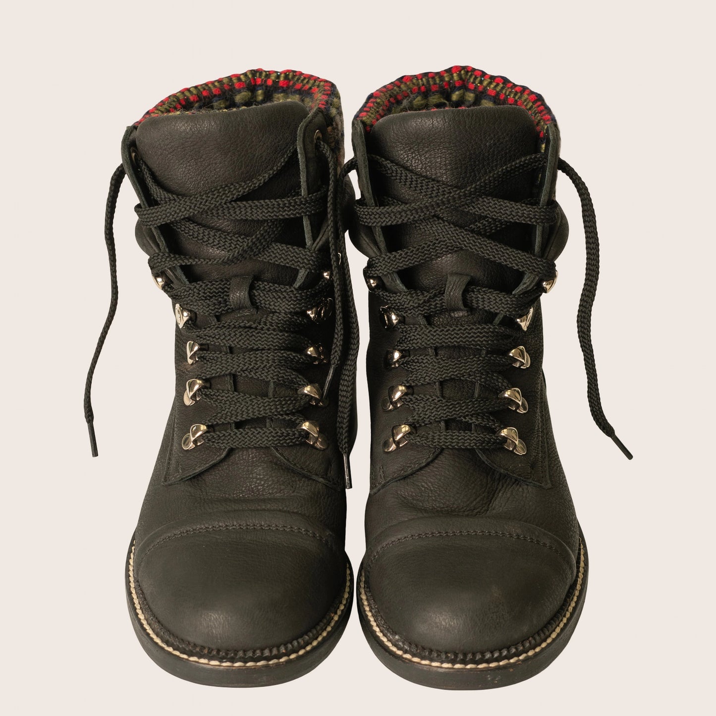 Chanel Leather Biker Boots Black in Leather