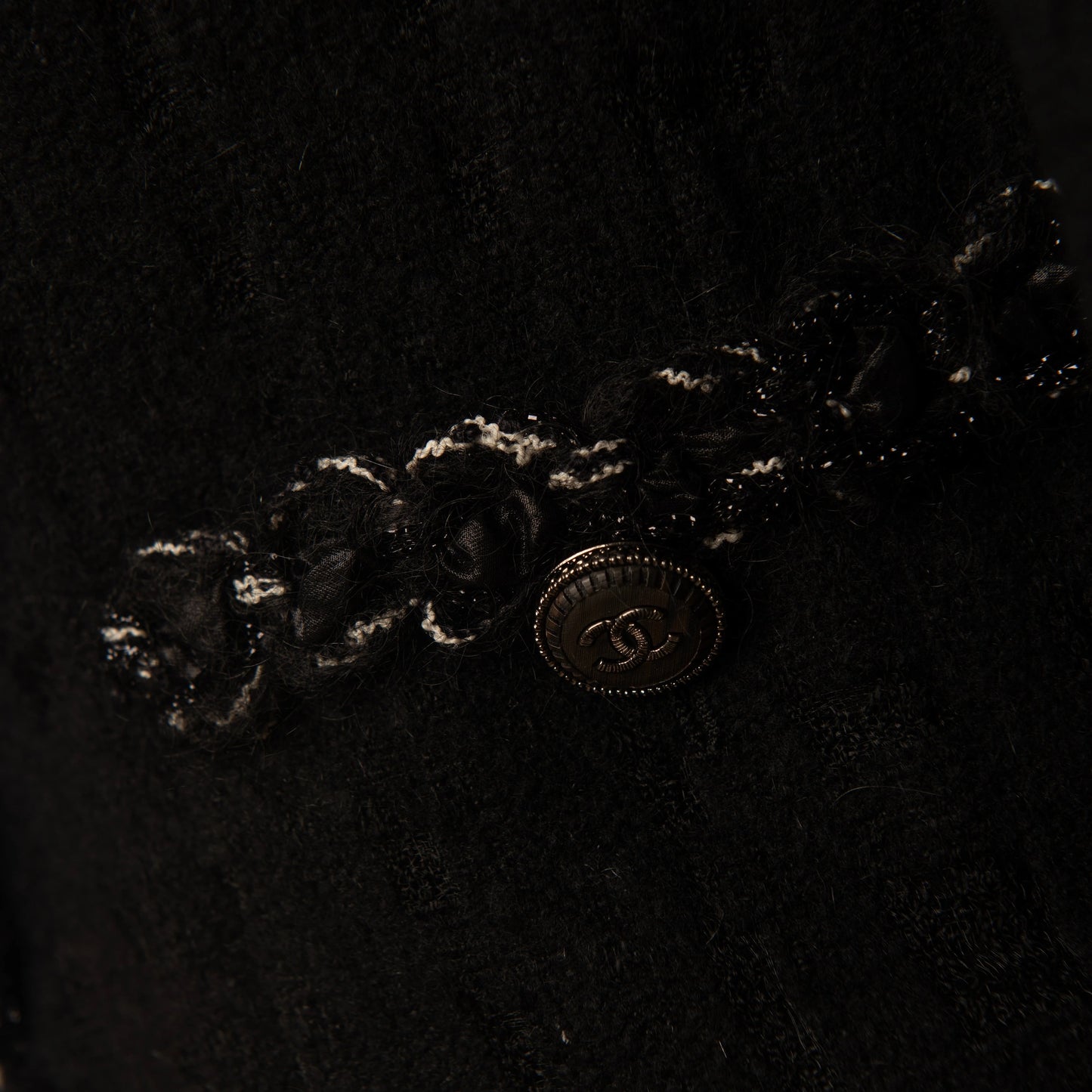 Chanel Black Tweed Jacket with Embellished Trim