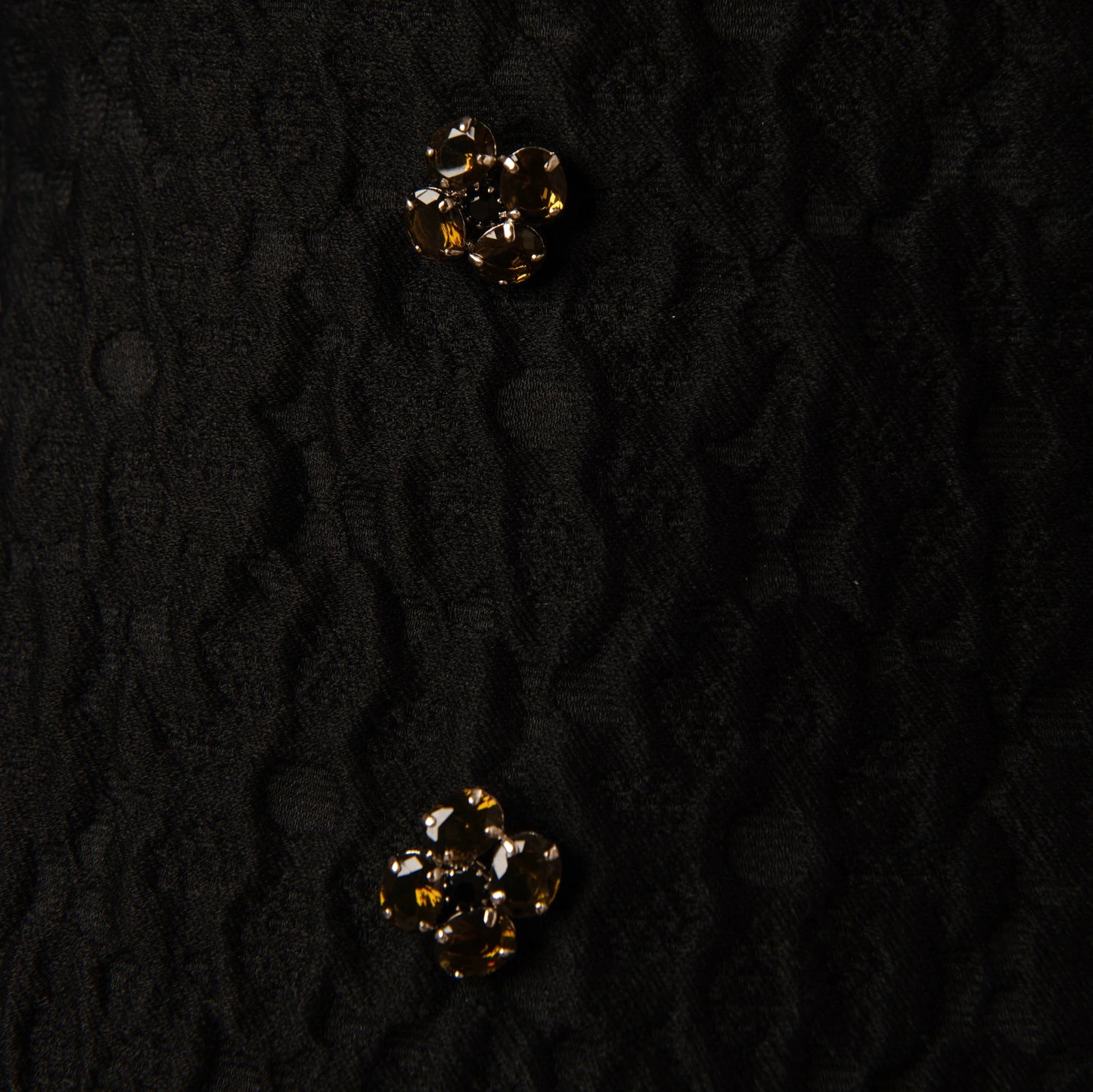 Dolce & Gabbana Black Quilted Wool Jacket with Jewel-Embellished Buttons