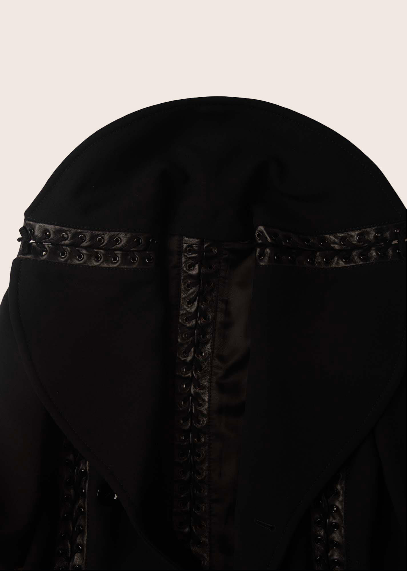 Dolce & Gabbana Black Coat with Leather Lace Detailing