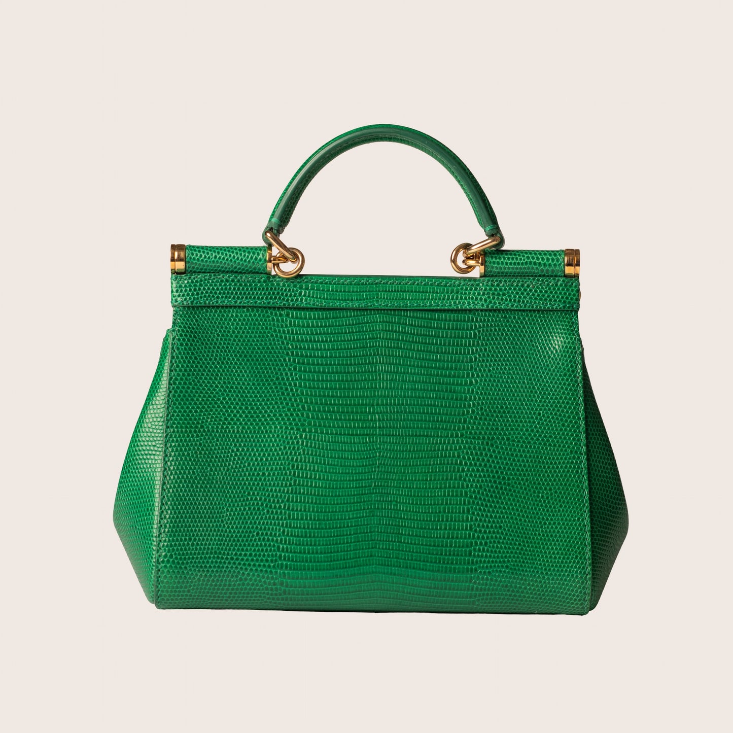 Dolce & Gabbana Green Sicily Iguana-Print Leather Bag