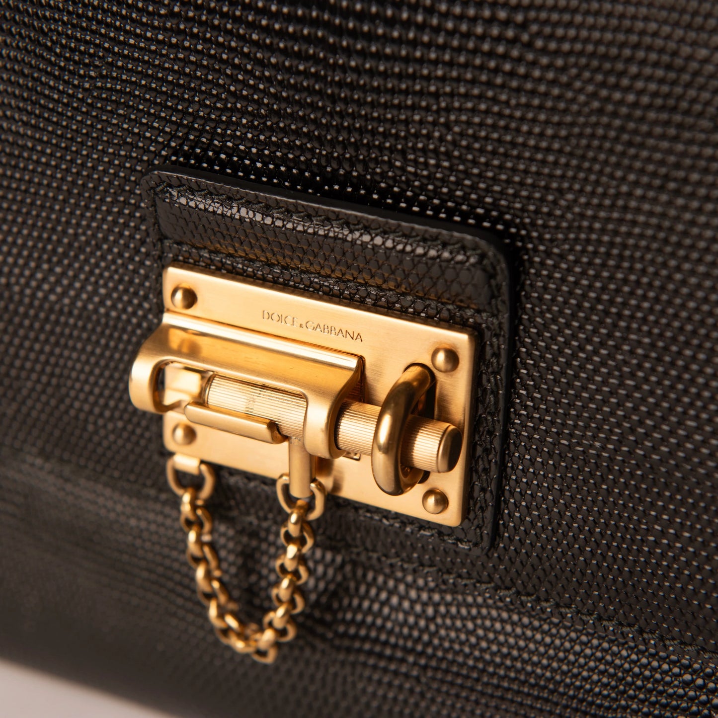 Dolce & Gabbana Black Iguana Leather Monica Tote
