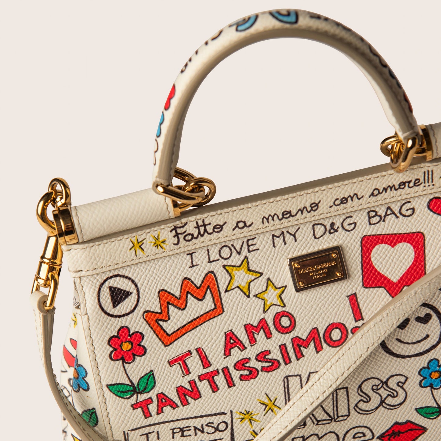 Dolce & Gabbana Dauphine Graffiti Miss Sicily Satchel