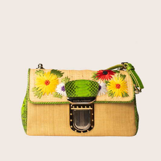Dolce & Gabbana Raffia & Snakeskin Mini Bag