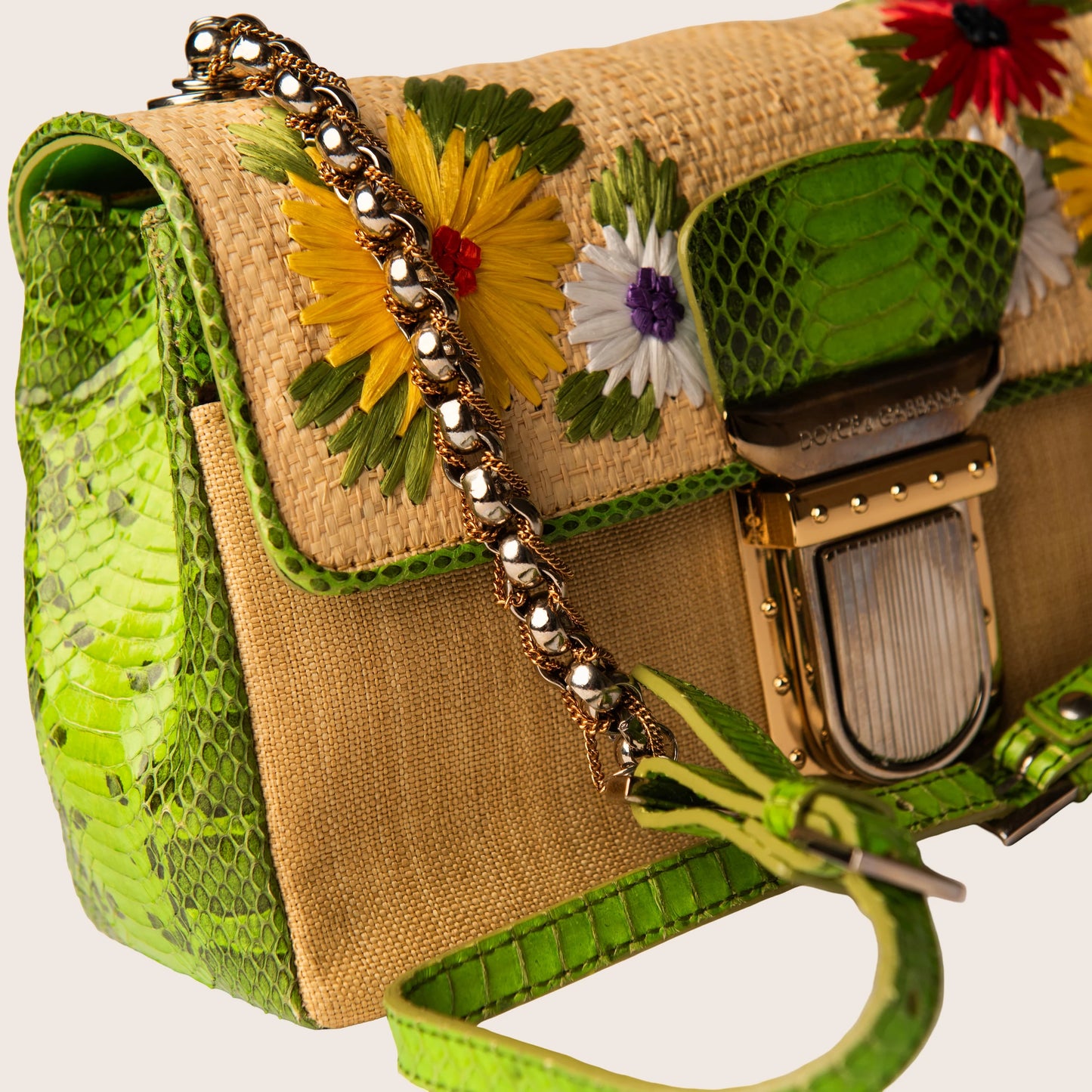 Dolce & Gabbana Raffia & Snakeskin Mini Bag