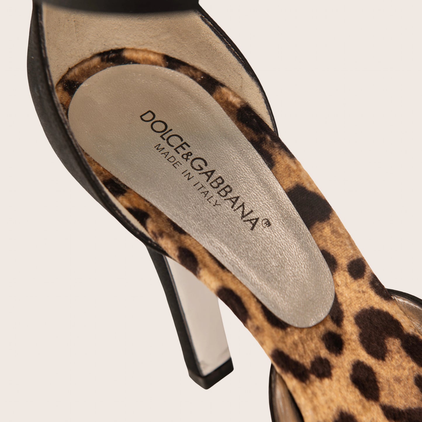 Dolce & Gabbana Black Satin Sandals with Crystal-Embellished Strap