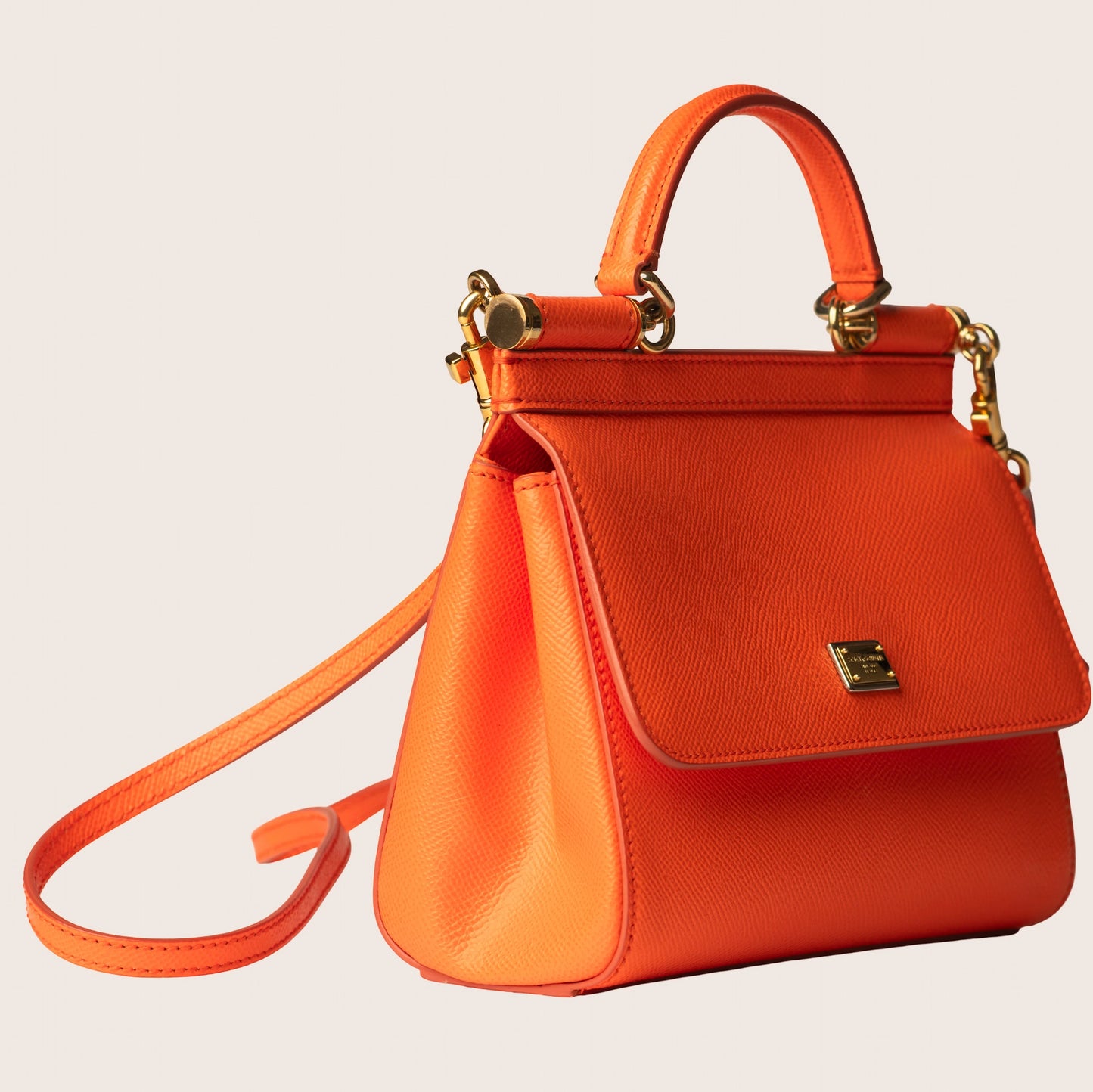 Dolce & Gabbana Sicily Medium Dauphine& Leather Bag – Orange