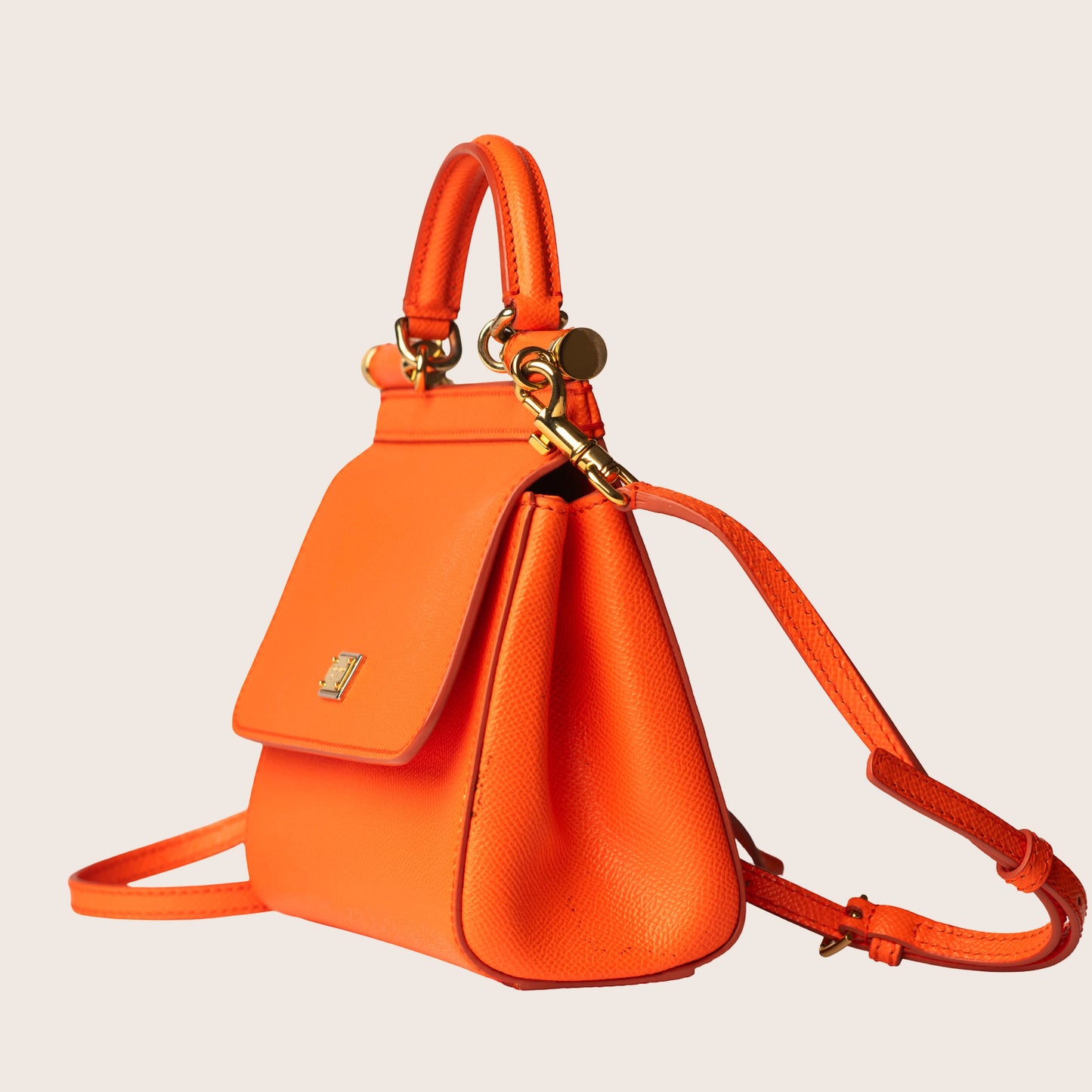 Dolce & Gabbana Sicily Medium Dauphine& Leather Bag – Orange