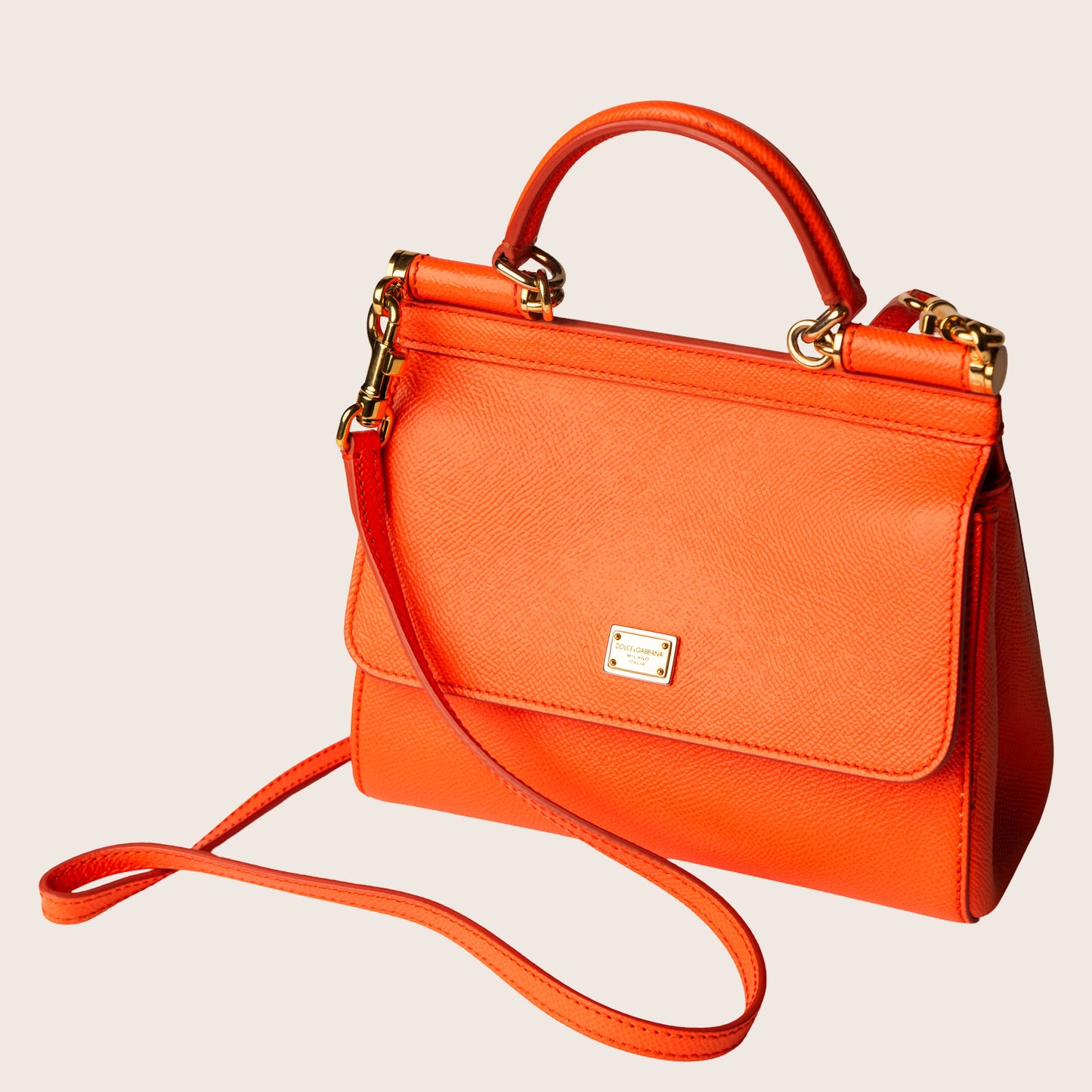 Dolce & Gabbana Sicily Medium Dauphine& Leather Bag – Orange