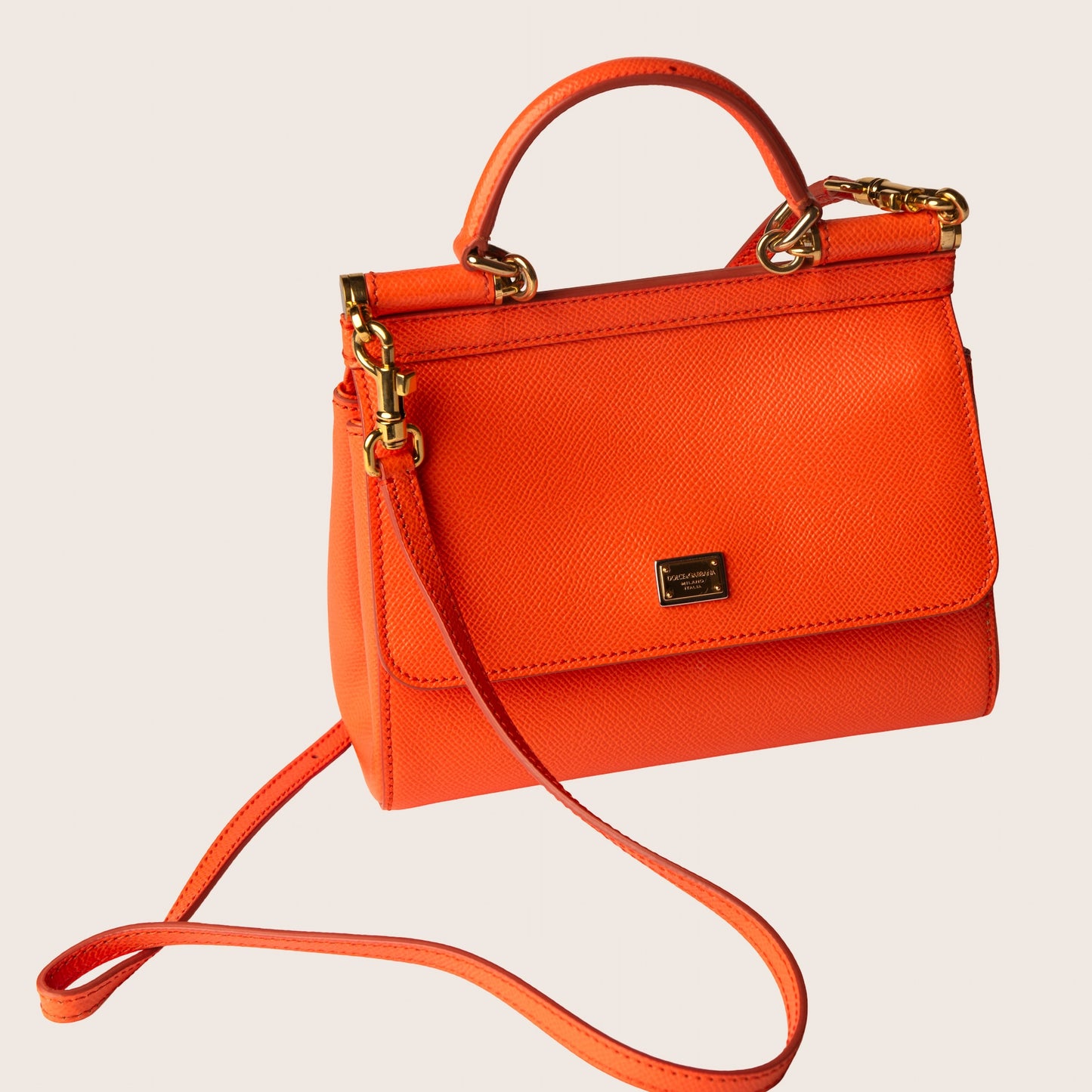 Dolce & Gabbana Sicily Medium Dauphine& Leather Bag – Orange