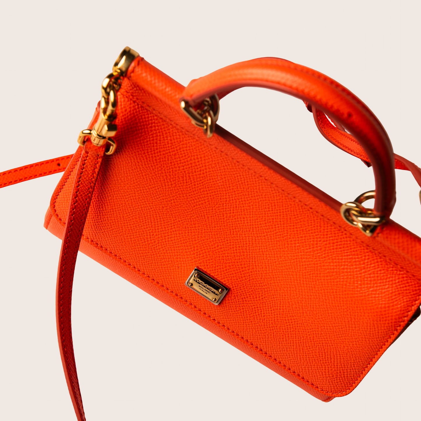 Dolce & Gabbana Sicily Medium Dauphine& Leather Bag – Orange