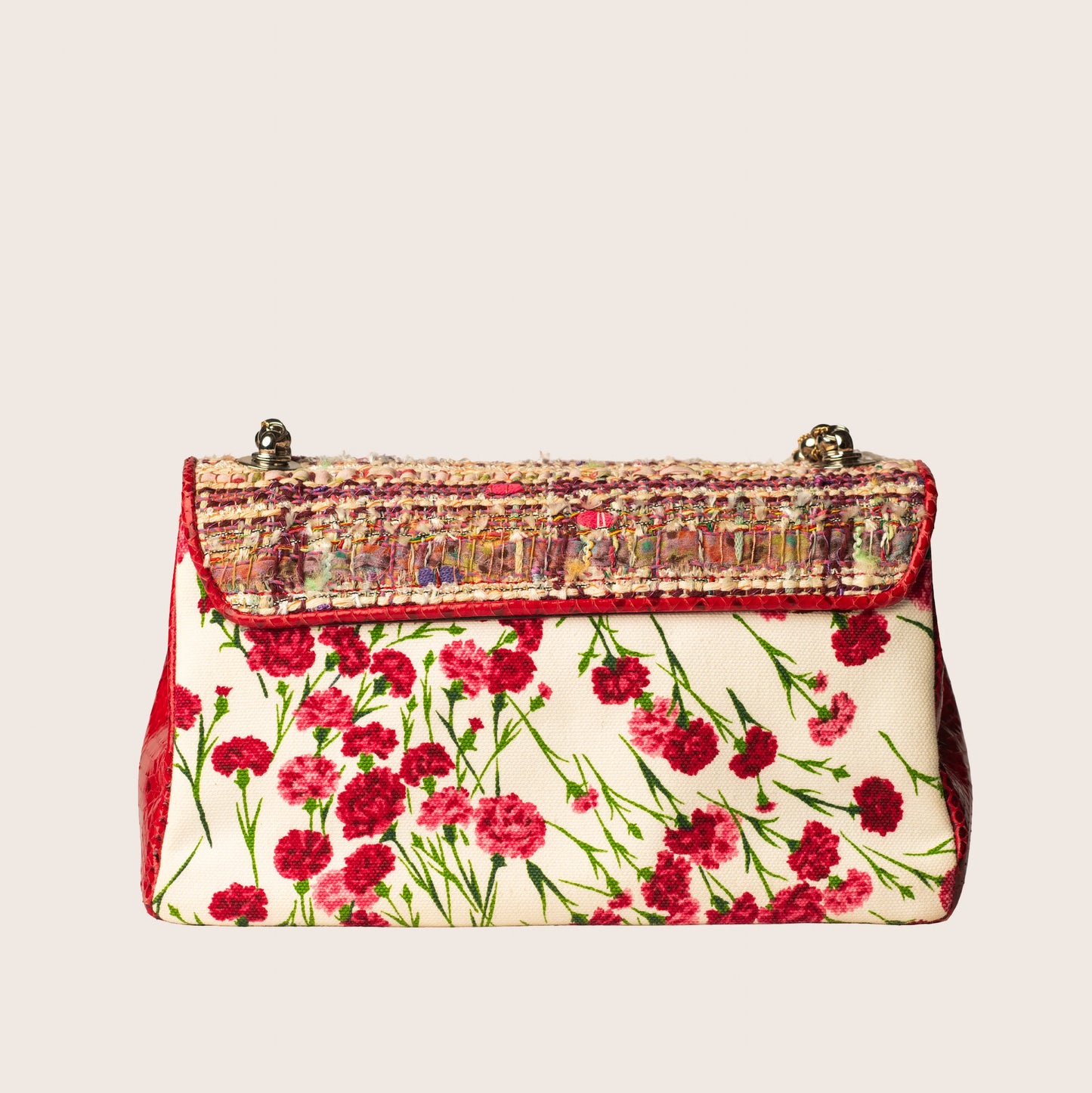 Dolce & Gabbana Multicolor Tweed & Floral Print Shoulder Bag