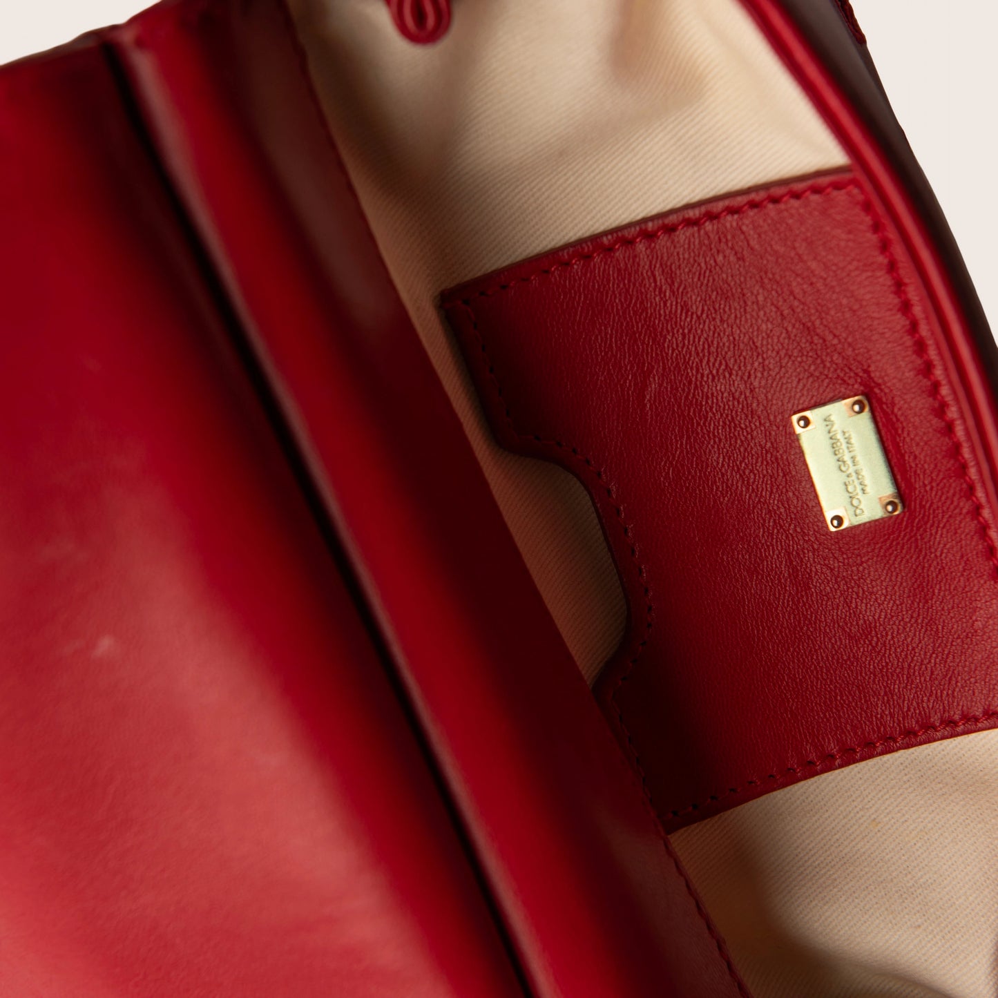Dolce & Gabbana Sicily Embroidered Red Leather Bag