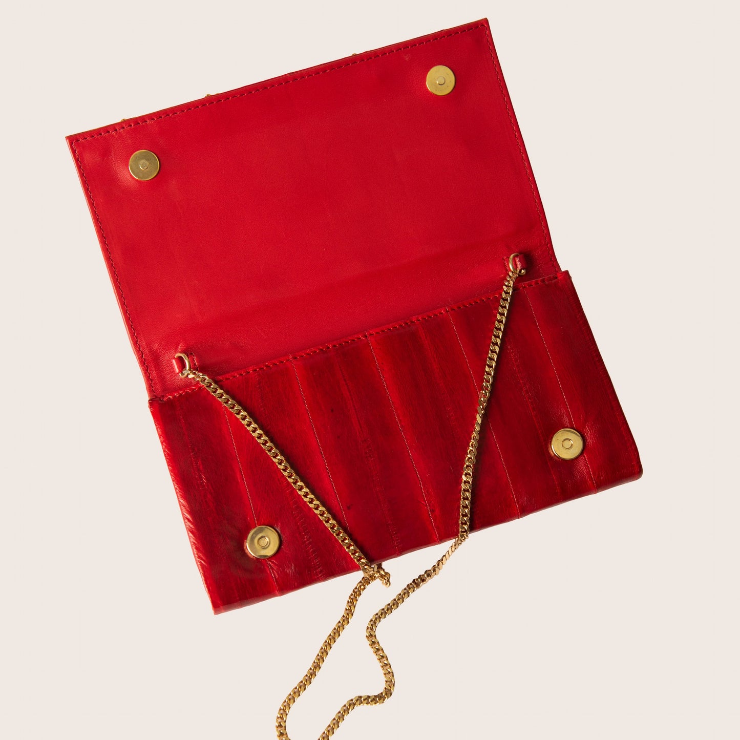 Dolce & Gabbana Red Eel Leather DG Gems Stone Embellished WOC Clutch