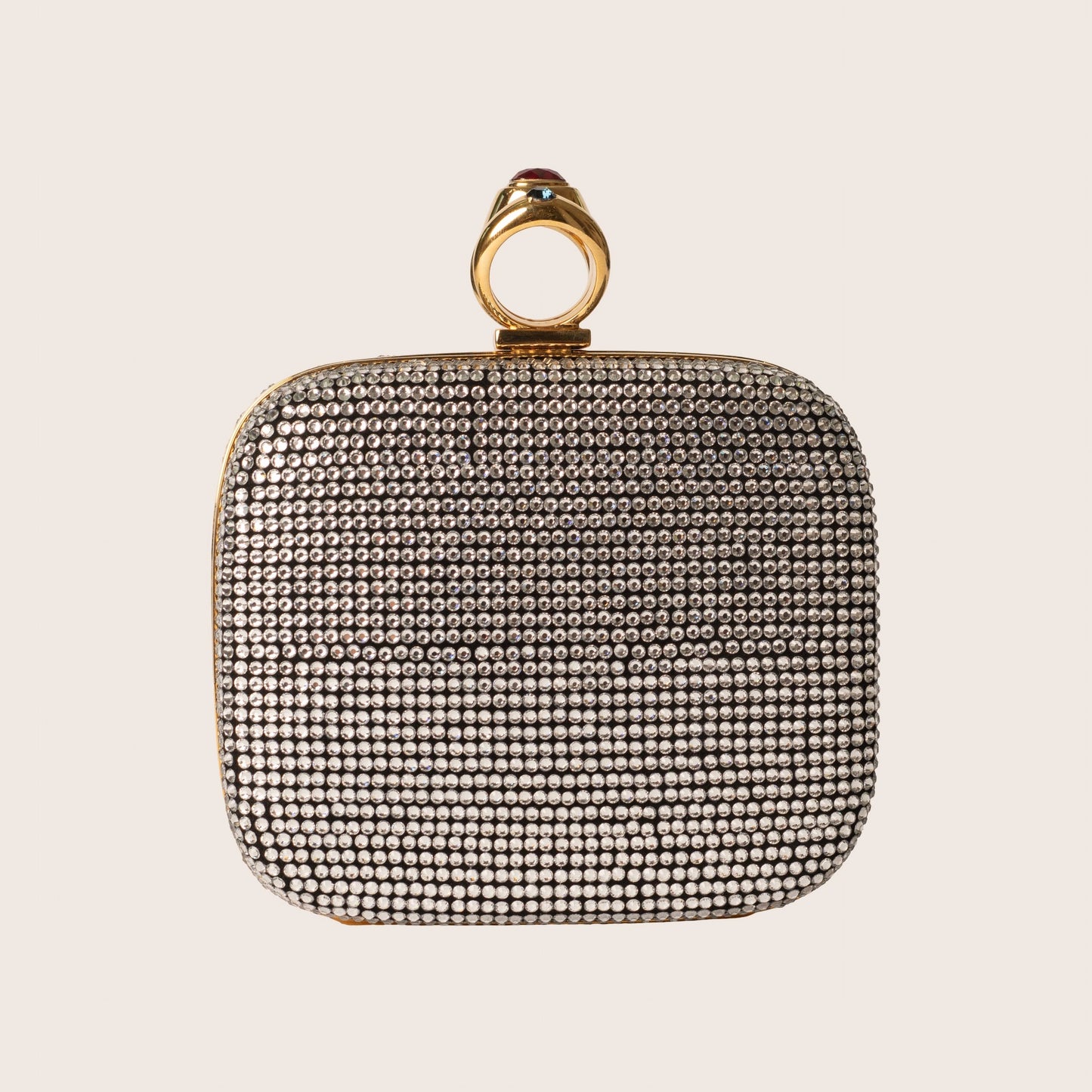 Dolce & Gabbana Silver Crystal Ring Detail Clutch