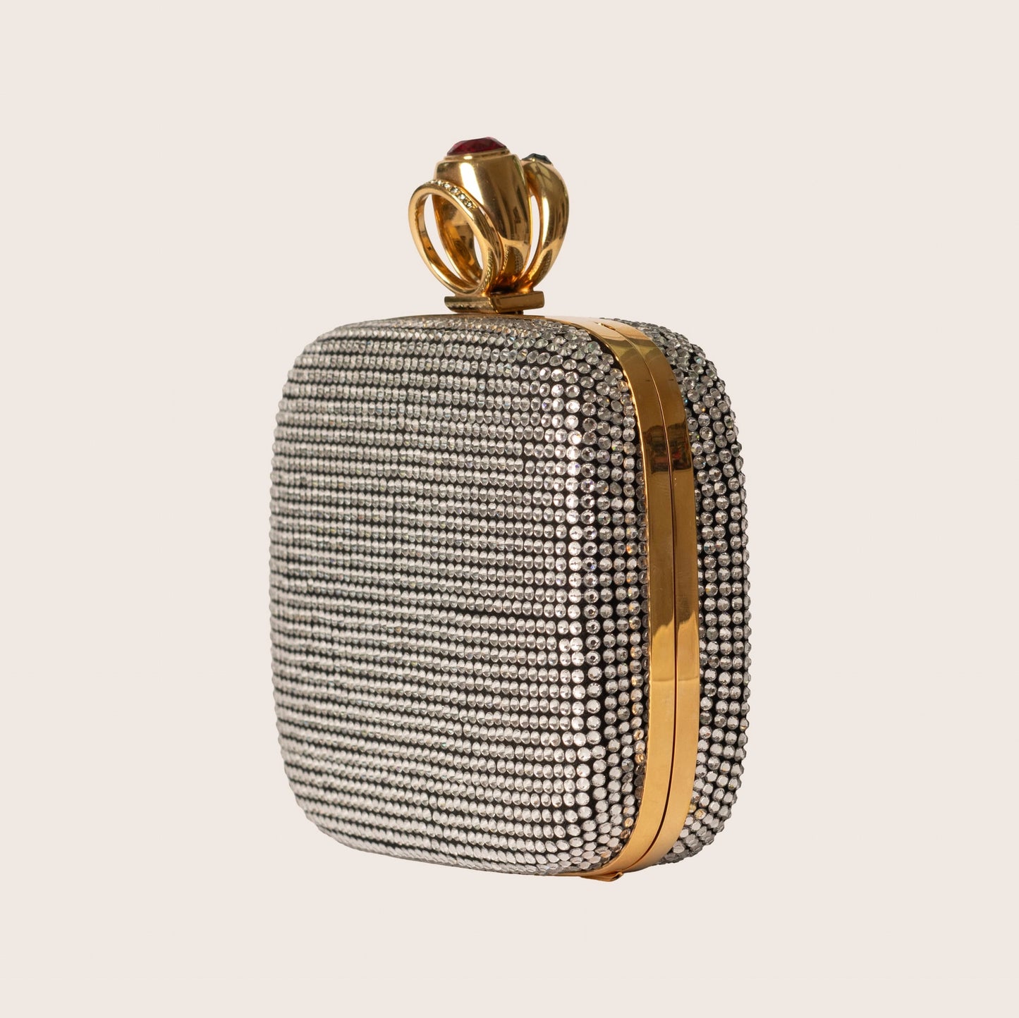 Dolce & Gabbana Silver Crystal Ring Detail Clutch