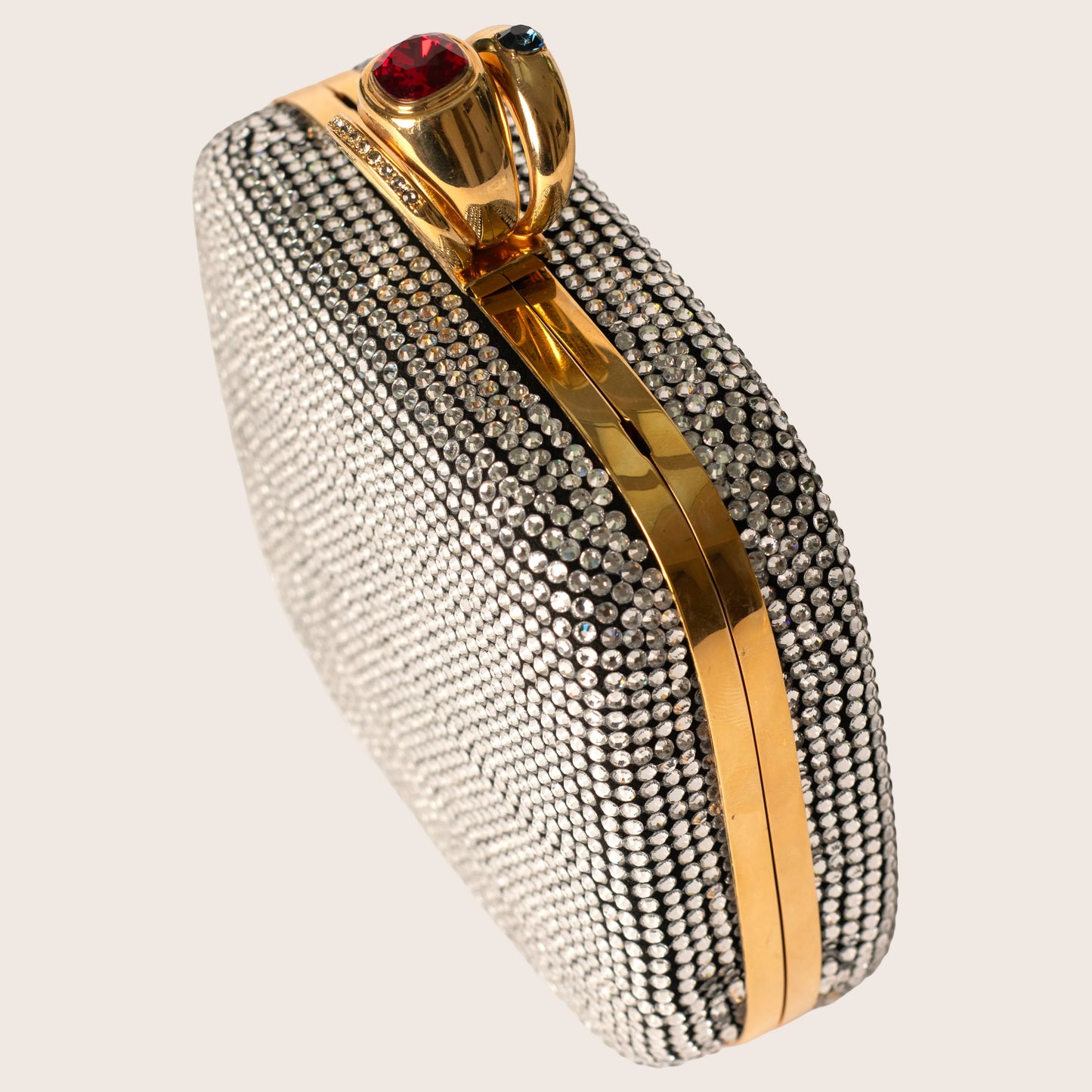 Dolce & Gabbana Silver Crystal Ring Detail Clutch