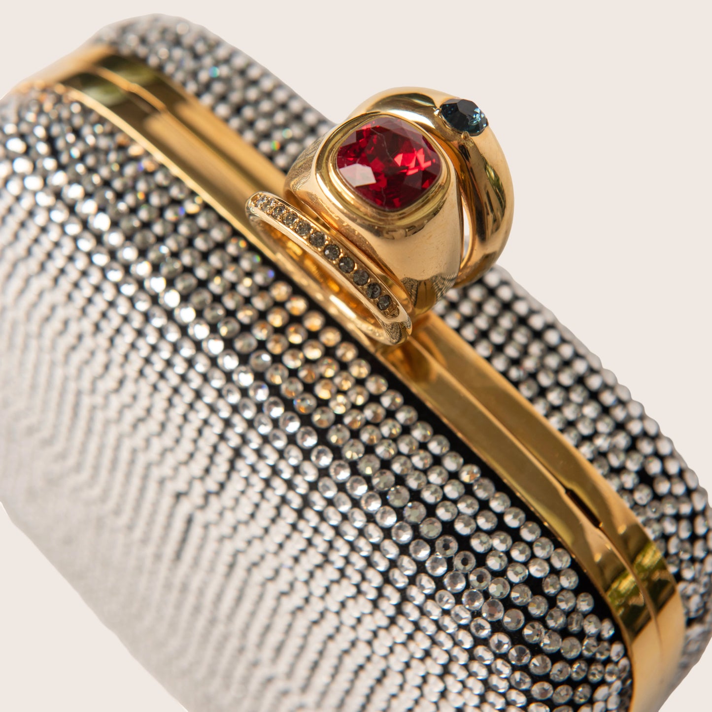 Dolce & Gabbana Silver Crystal Ring Detail Clutch