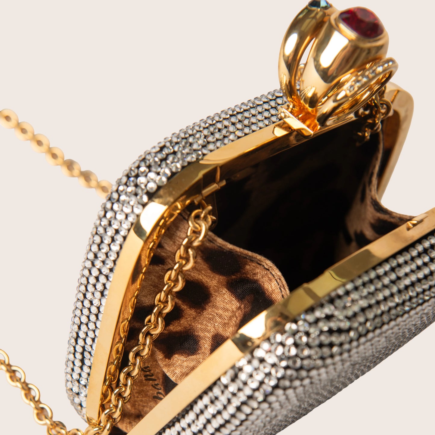 Dolce & Gabbana Silver Crystal Ring Detail Clutch