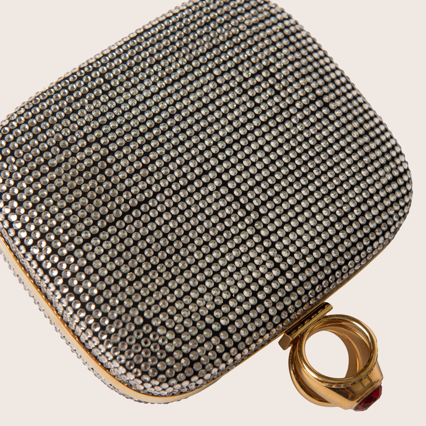 Dolce & Gabbana Silver Crystal Ring Detail Clutch