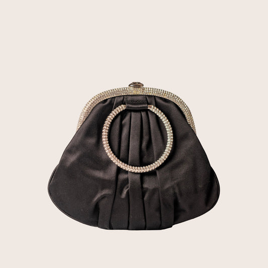 Dolce & Gabbana Black Satin Crystal Evening Bag