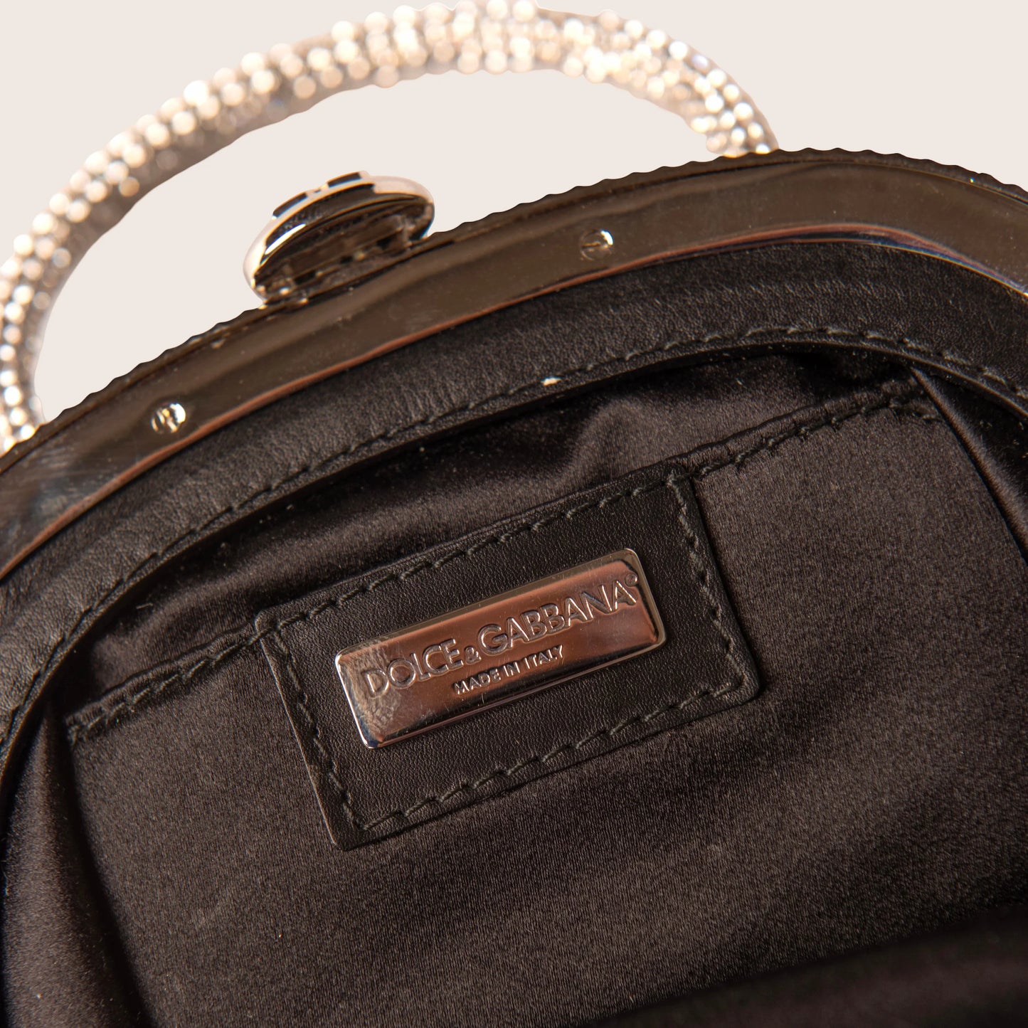 Dolce & Gabbana Black Satin Crystal Evening Bag