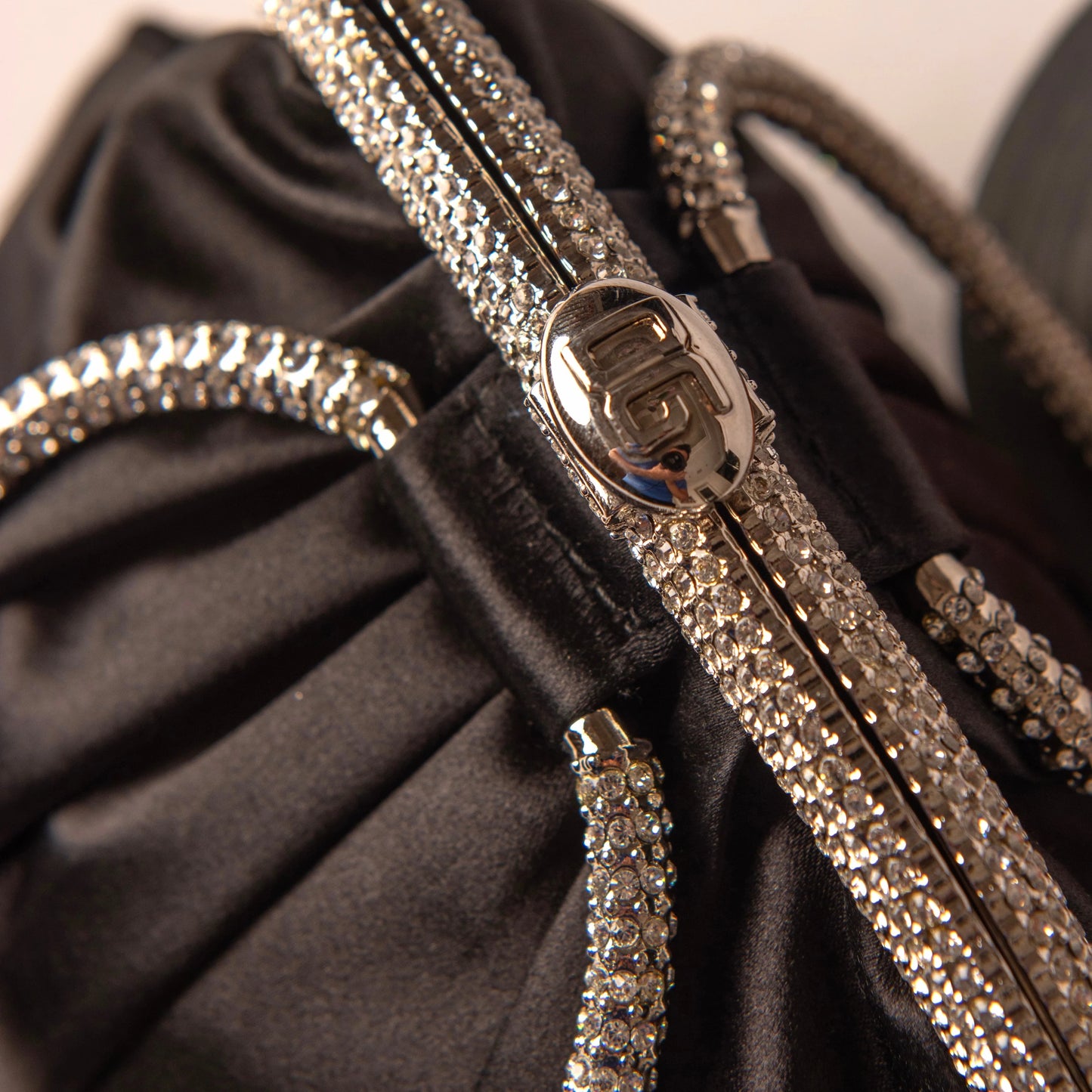 Dolce & Gabbana Black Satin Crystal Evening Bag