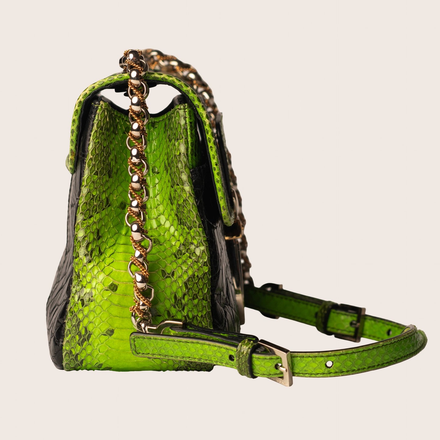 Dolce & Gabbana Black & Green Floral Shoulder Bag