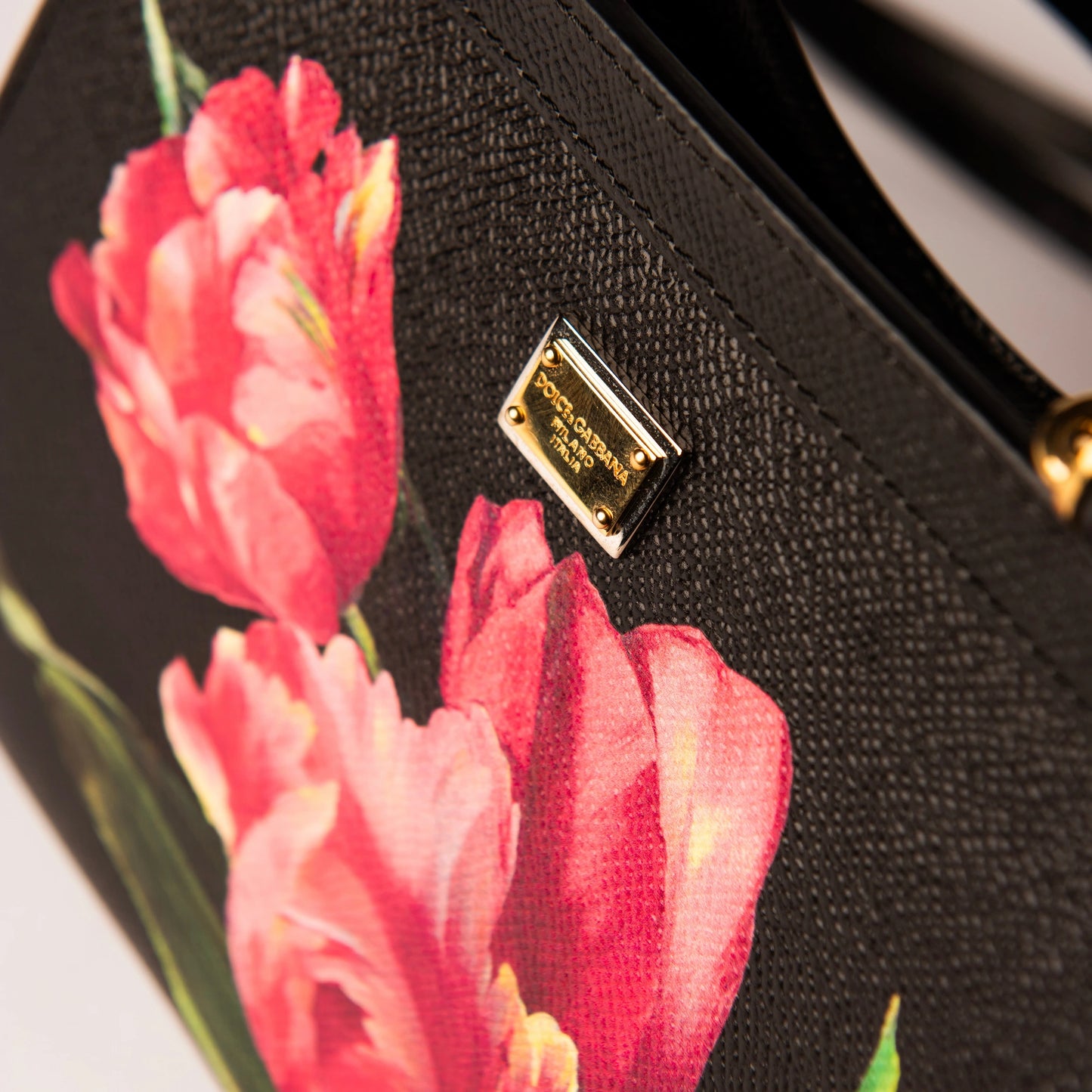 Dolce & Gabbana Black Multicolor Floral Print Sicily Bag