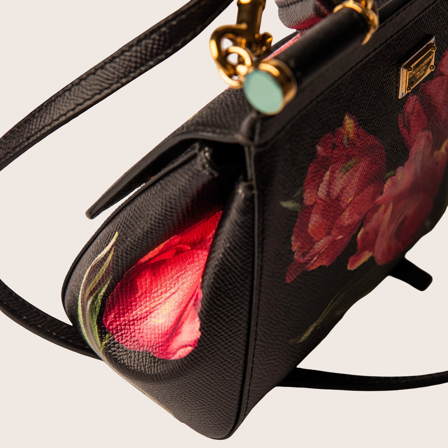 Dolce & Gabbana Black Multicolor Floral Print Sicily Bag