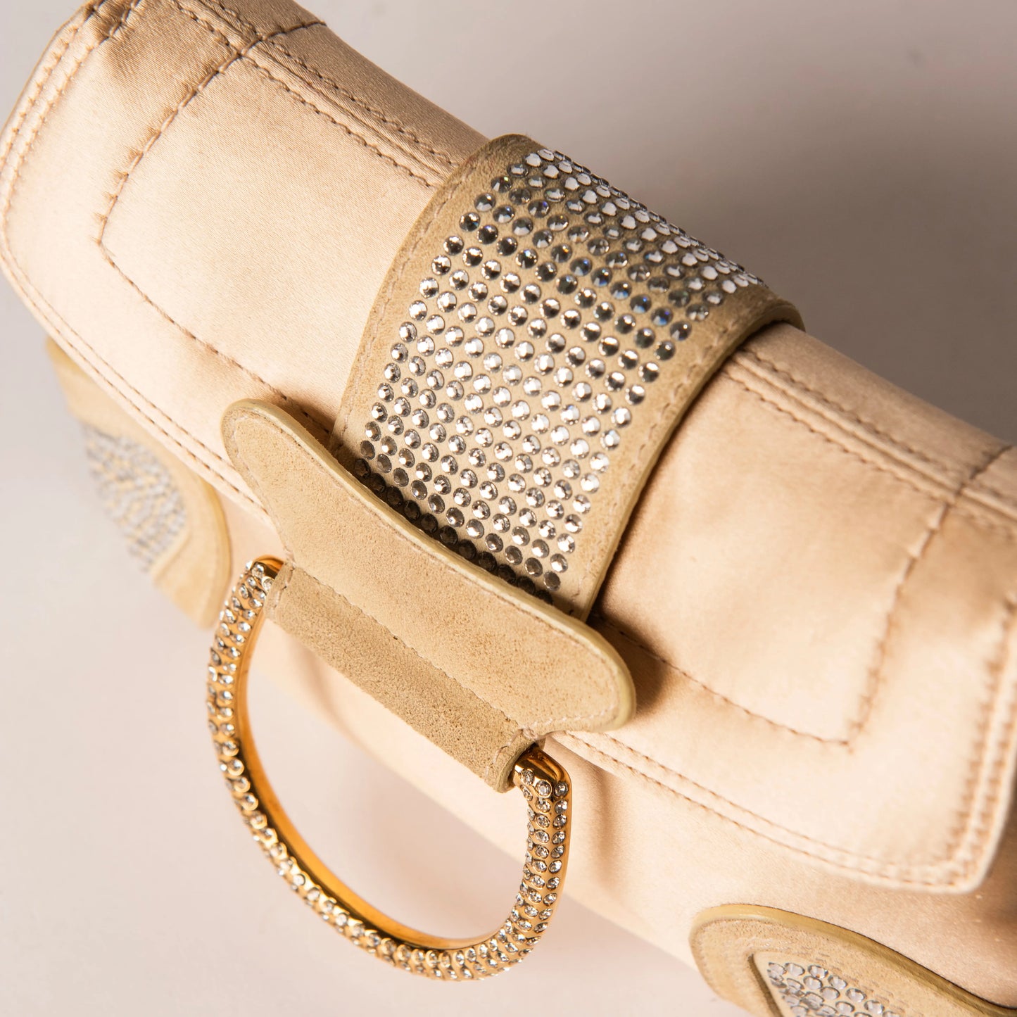 Dolce & Gabbana Satin Crystal Embellished Gold Evening Bag
