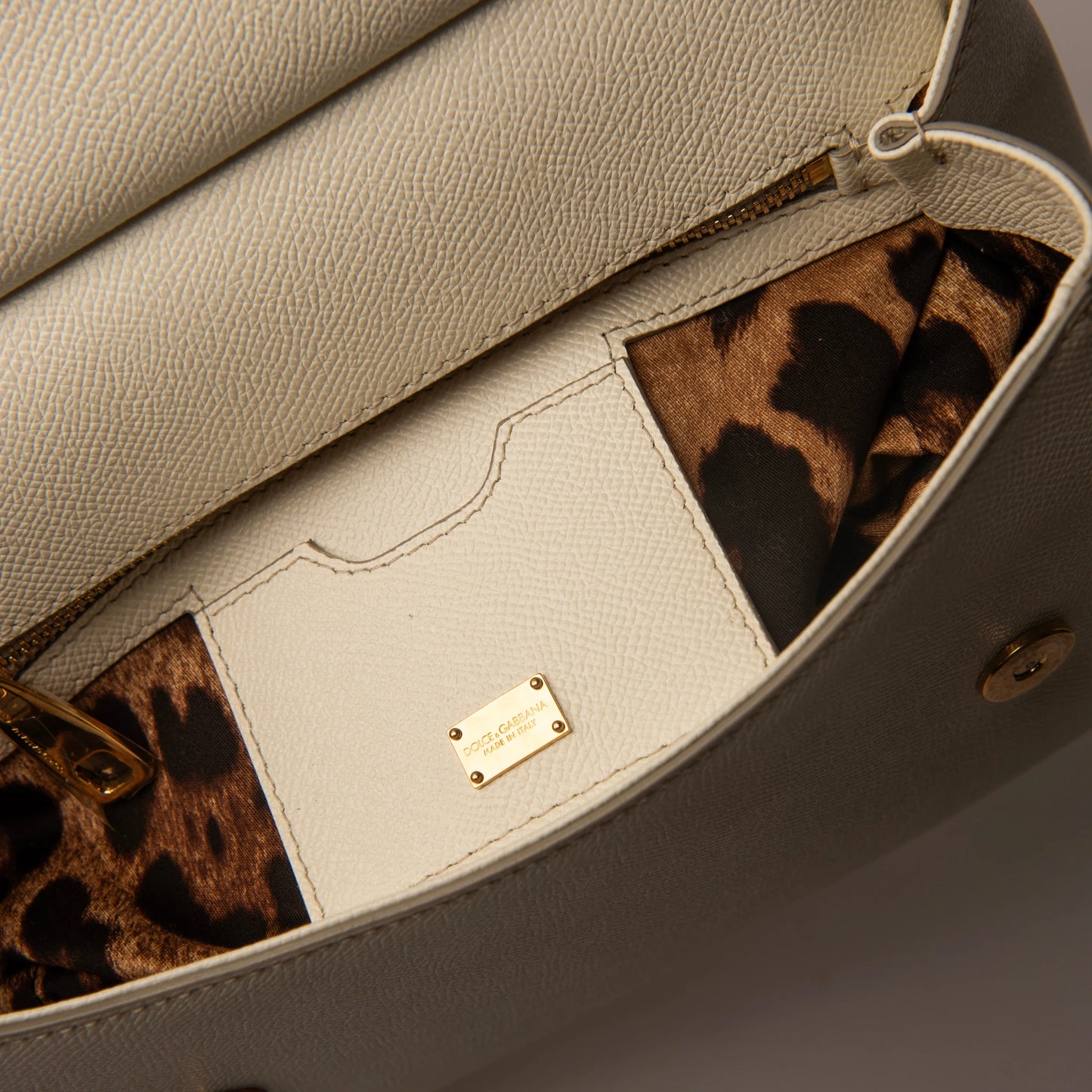 Dolce & Gabbana Medium Miss Sicily Top Handle Bag in White Leather Cream