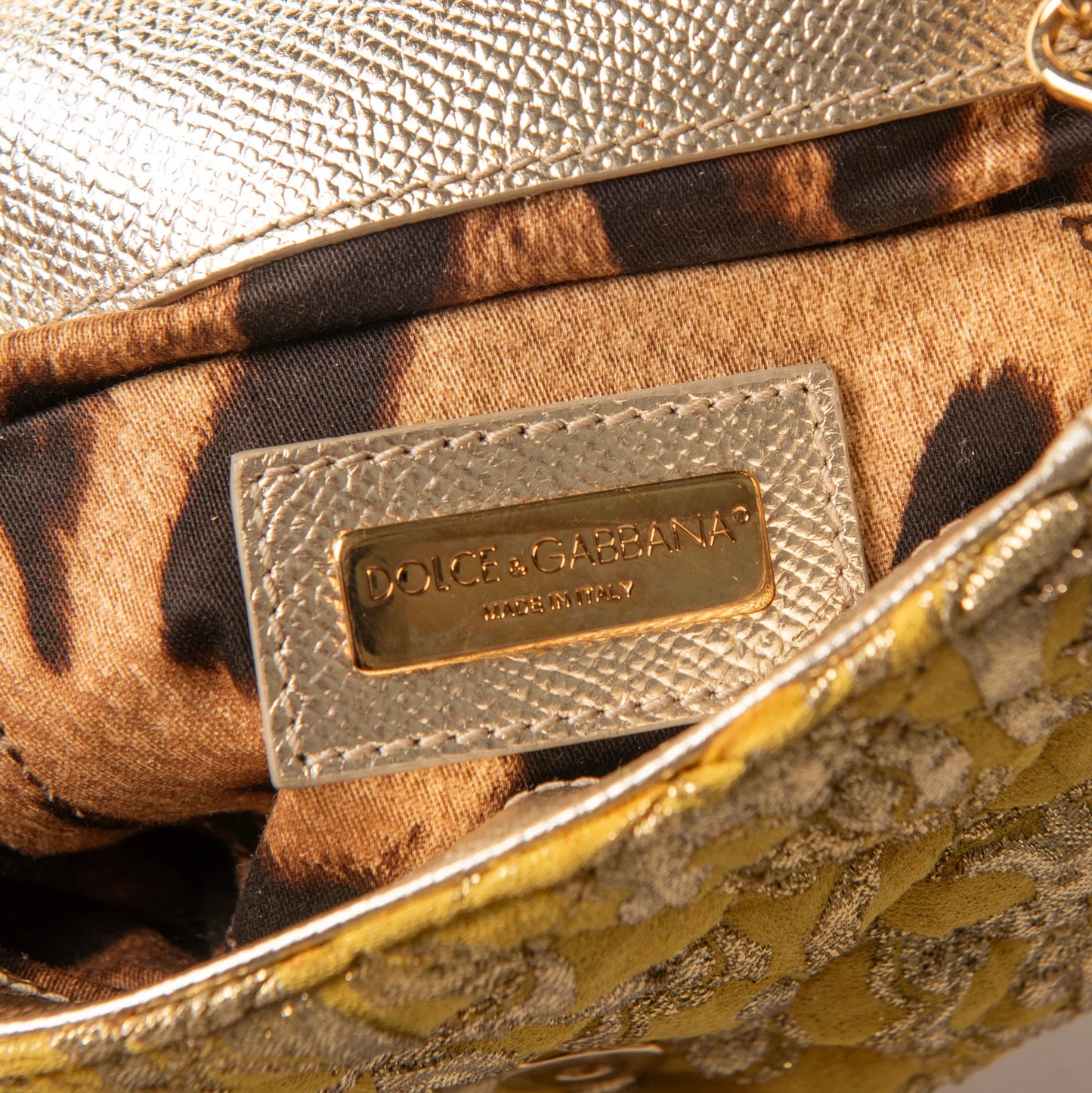 Dolce & Gabbana Yellow & Silver Floral Quilted Shoulder Bag