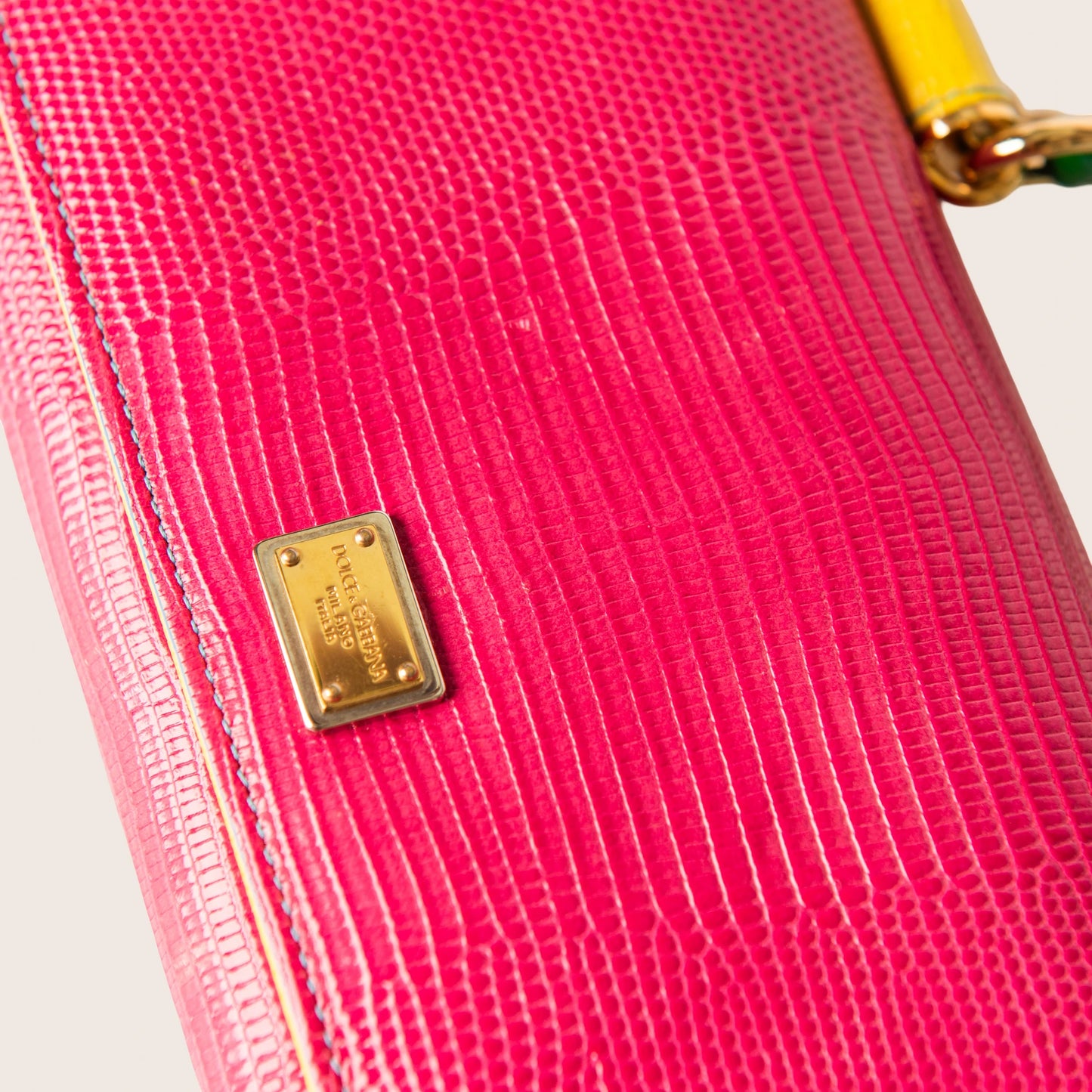 Dolce & Gabbana Mini Sicily Crossbody in Fuchsia Lizard-Print Leather