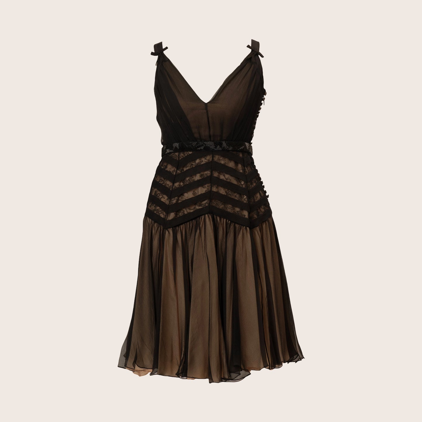 Dior Lace-Trimmed Silk Dress