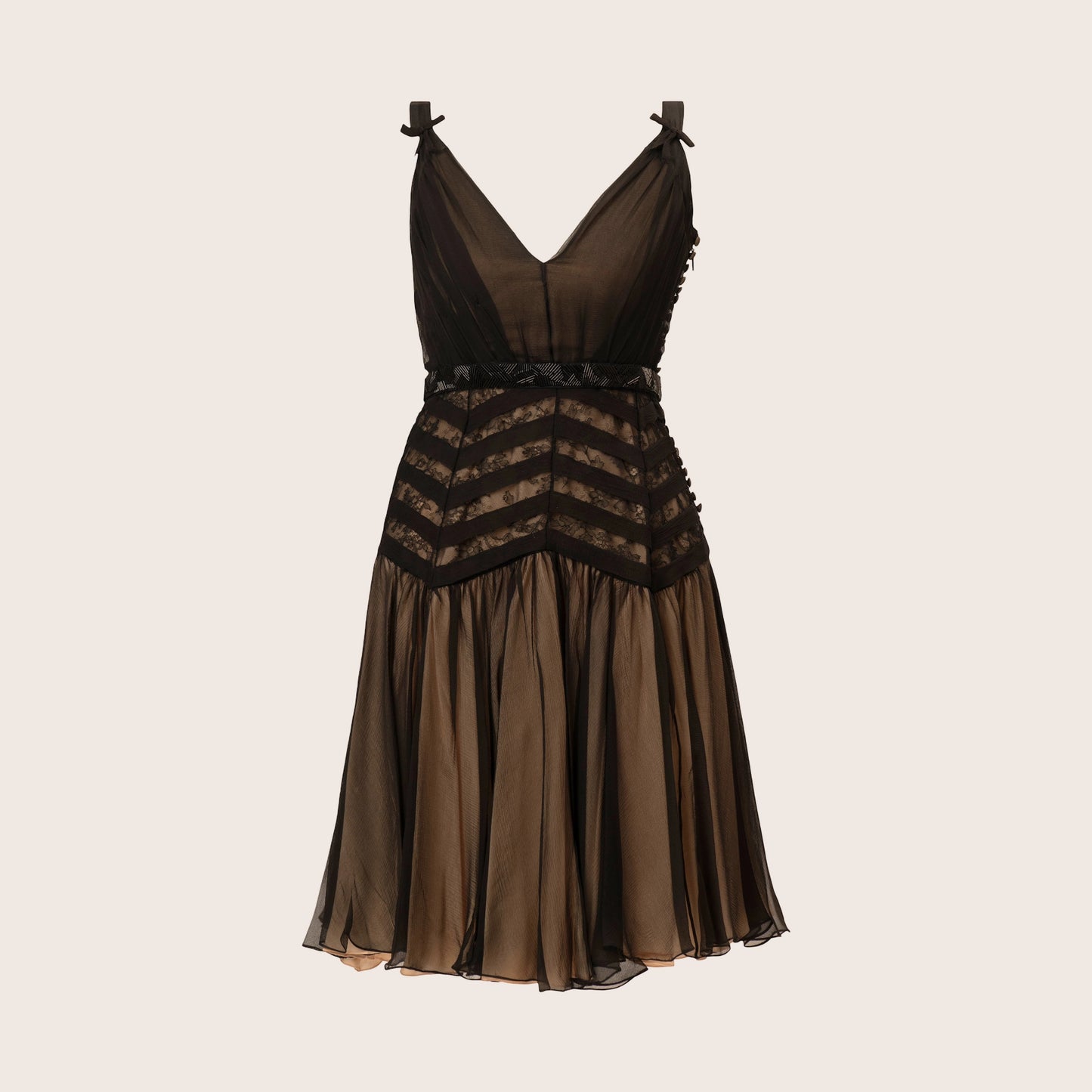 Dior Lace-Trimmed Silk Dress