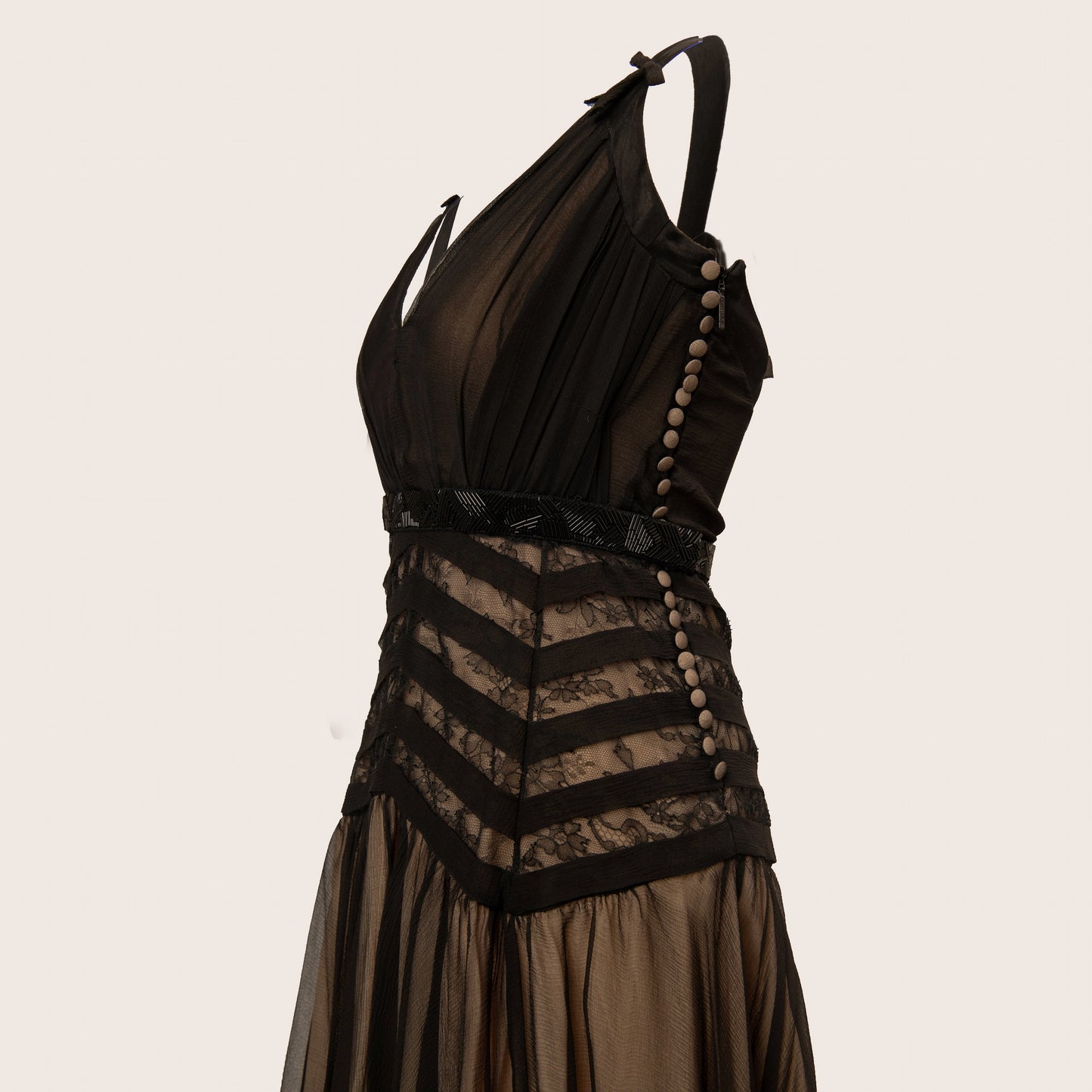 Dior Lace-Trimmed Silk Dress