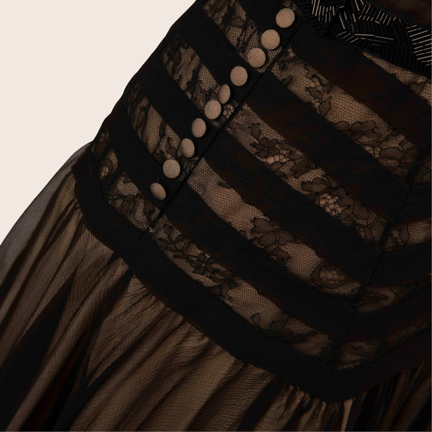 Dior Lace-Trimmed Silk Dress