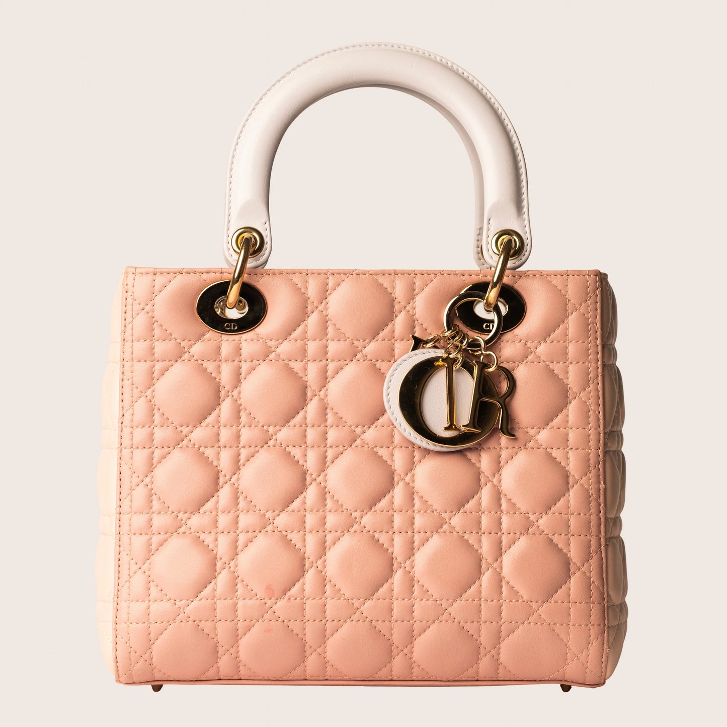 Dior Pink Cannage Quilted Leather Medium Lady Dior Tote