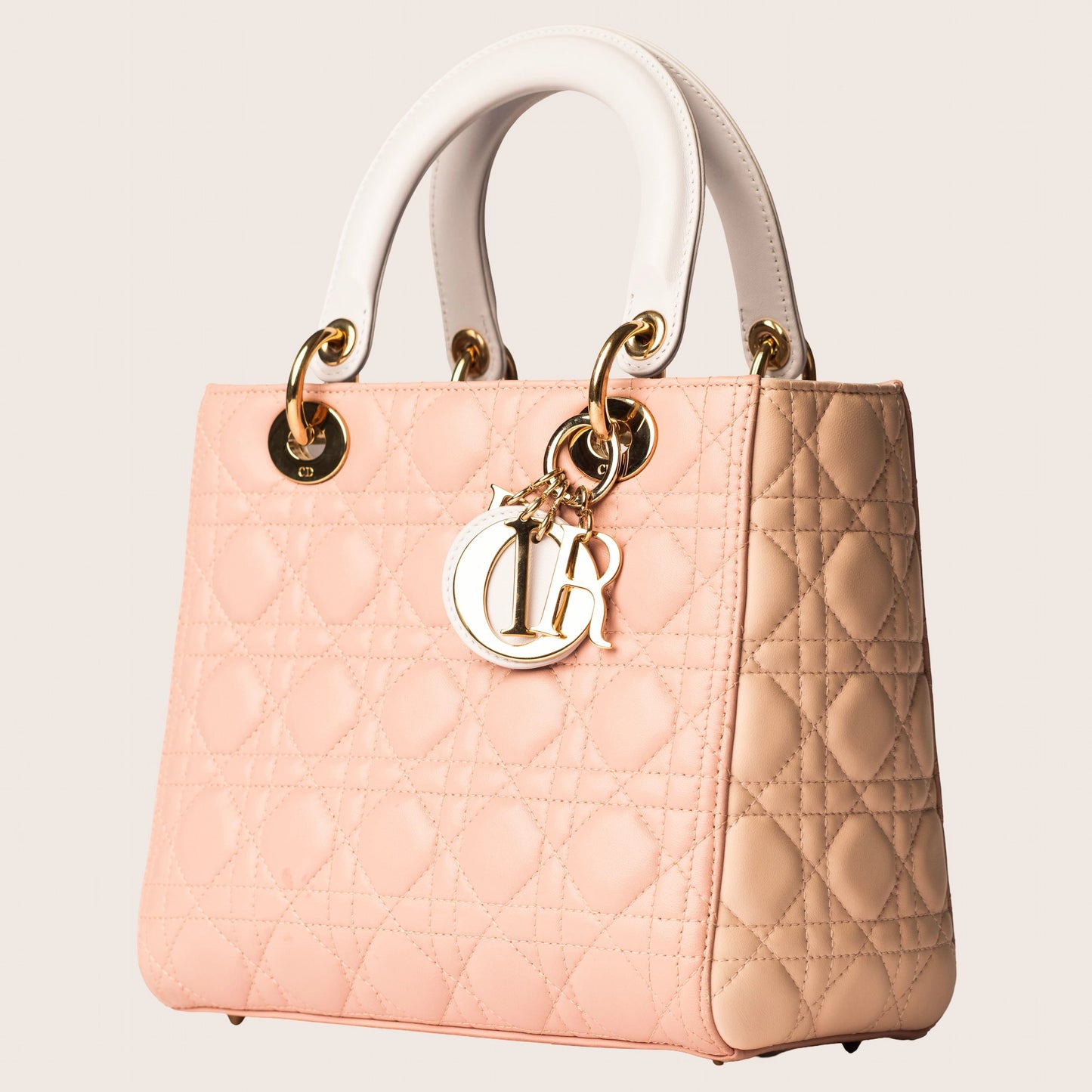 Dior Pink Cannage Quilted Leather Medium Lady Dior Tote