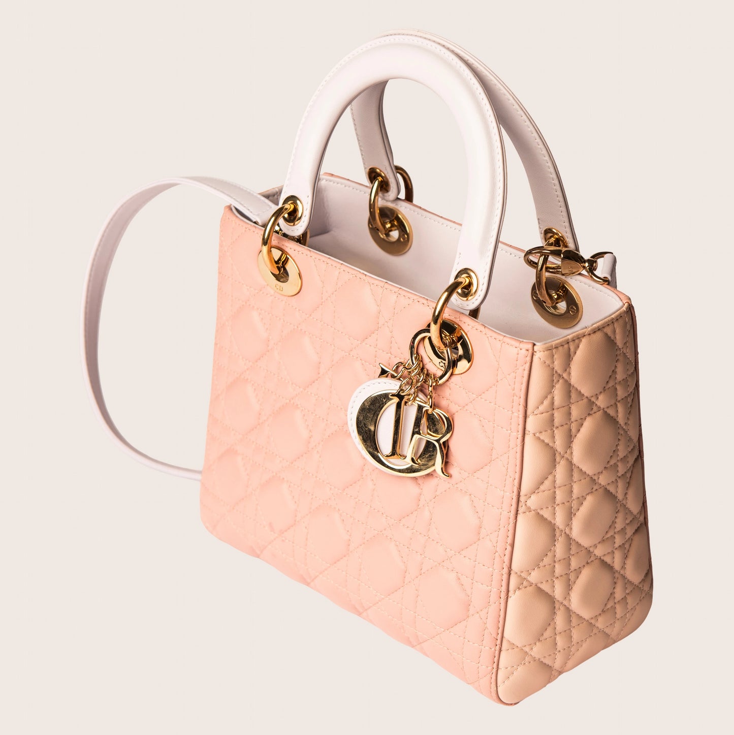Dior Pink Cannage Quilted Leather Medium Lady Dior Tote