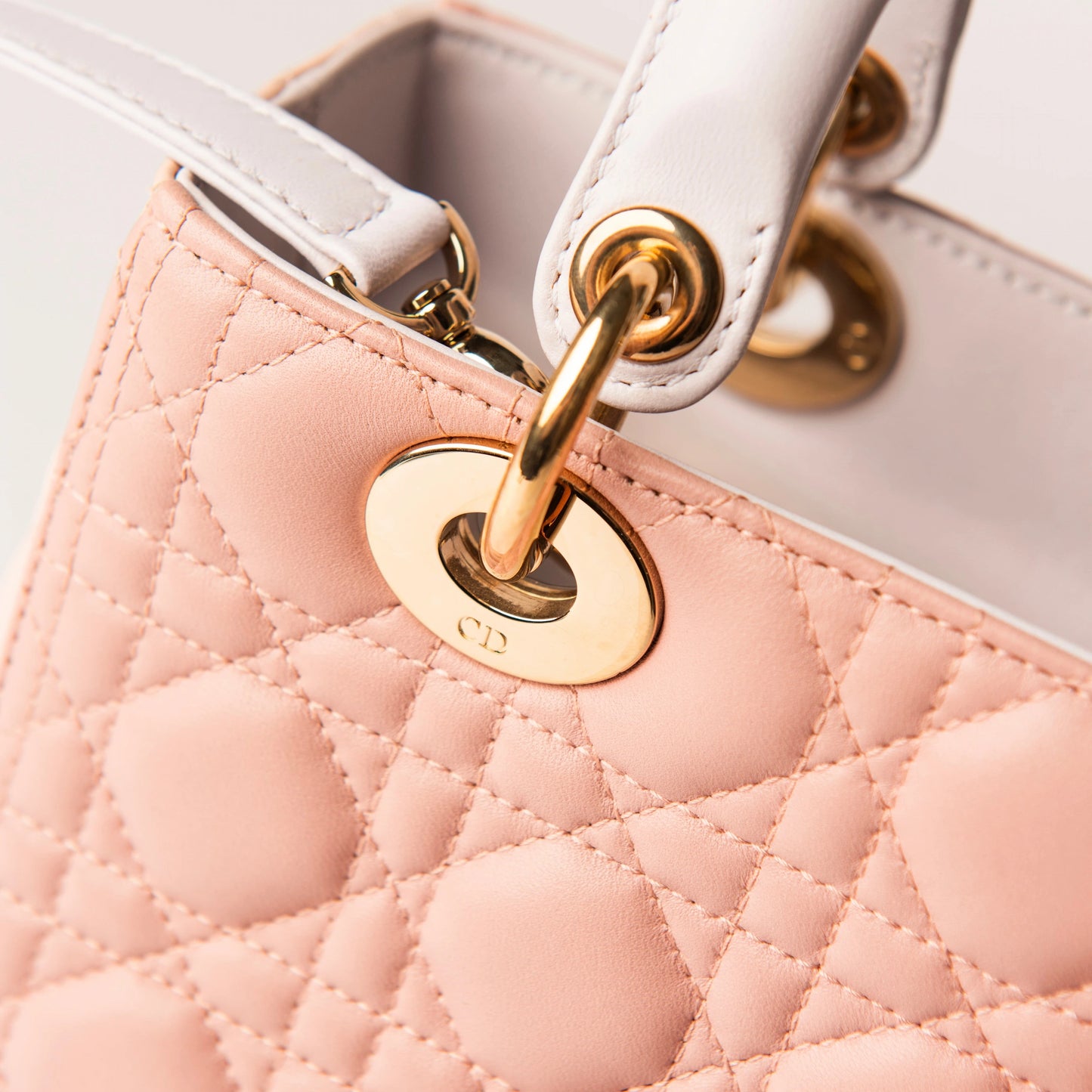 Dior Pink Cannage Quilted Leather Medium Lady Dior Tote