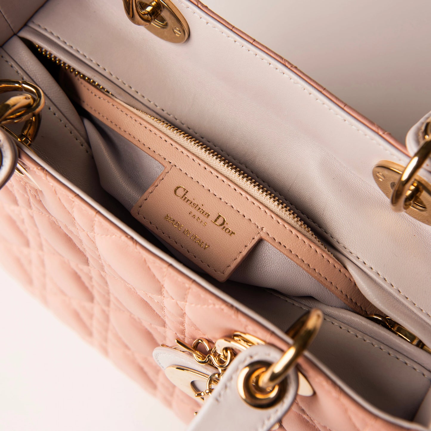 Dior Pink Cannage Quilted Leather Medium Lady Dior Tote