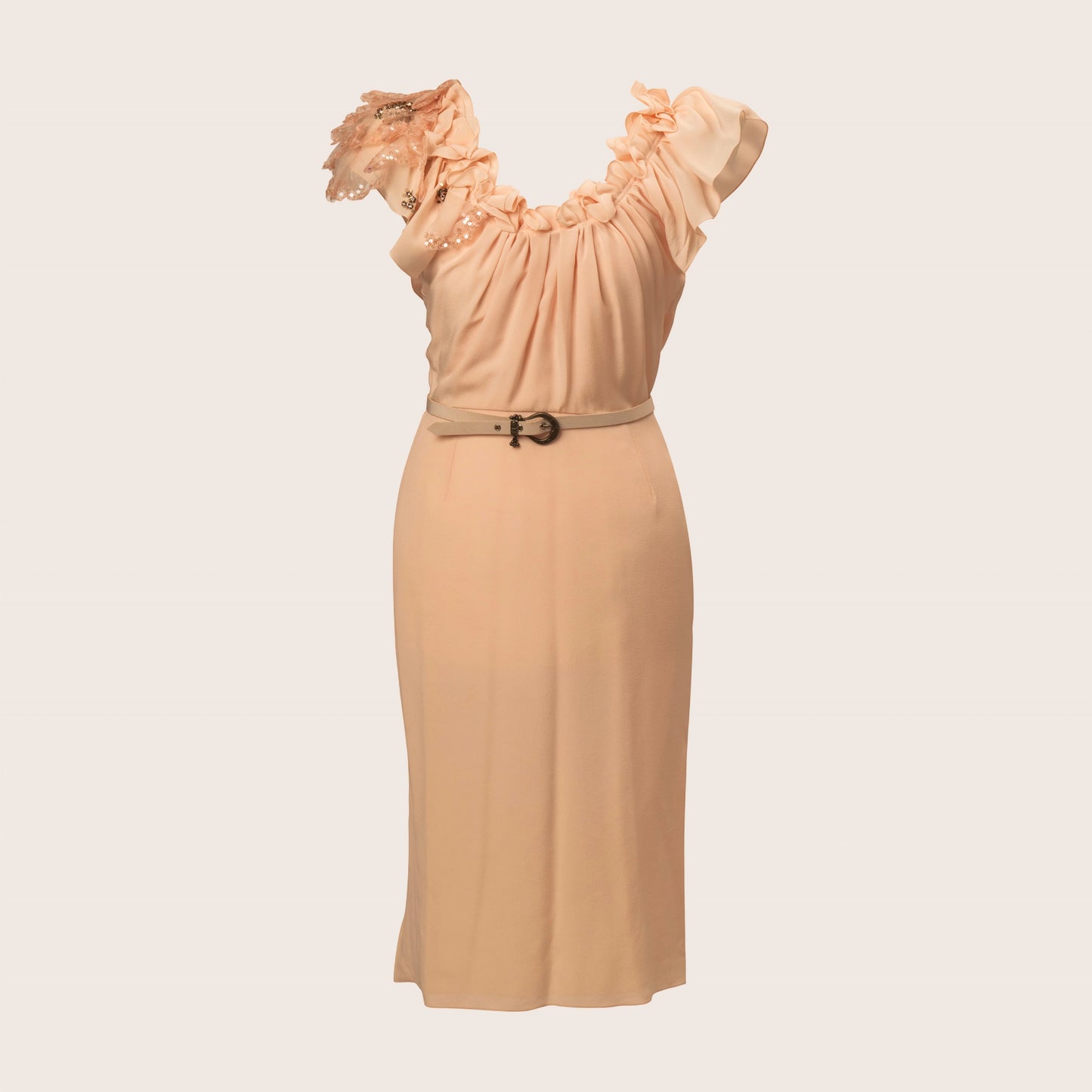 Dior Lace-Trimmed Silk Dress