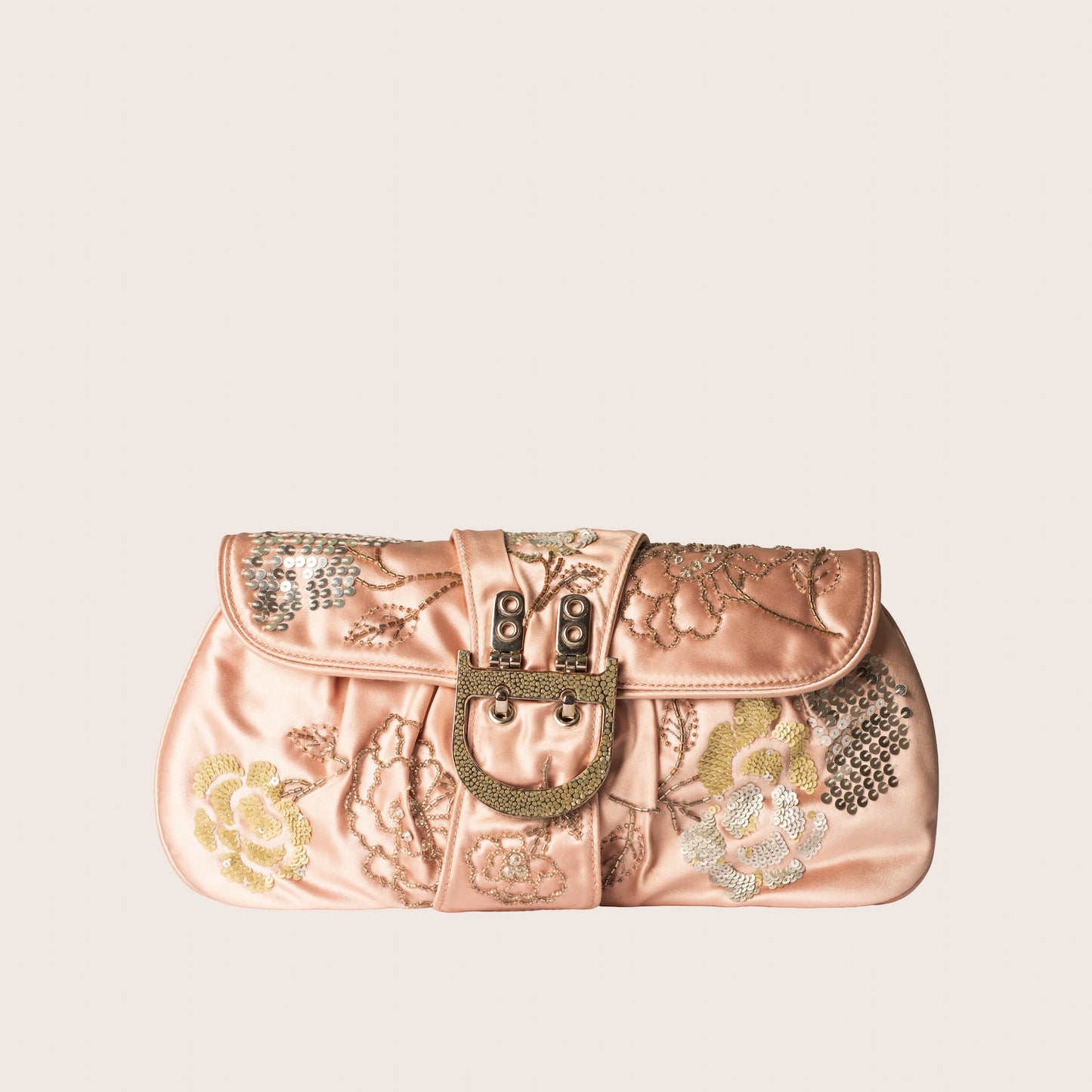 Christian Dior Silk Sequins Embroidered Stingray Clutch Pink