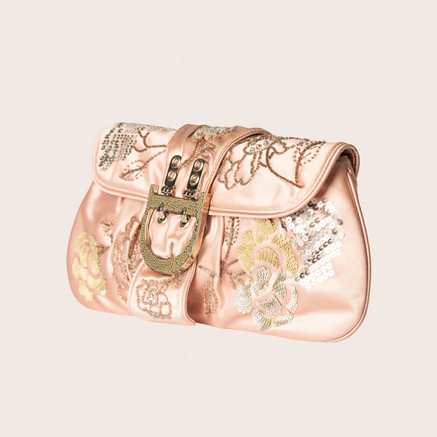 Christian Dior Silk Sequins Embroidered Stingray Clutch Pink