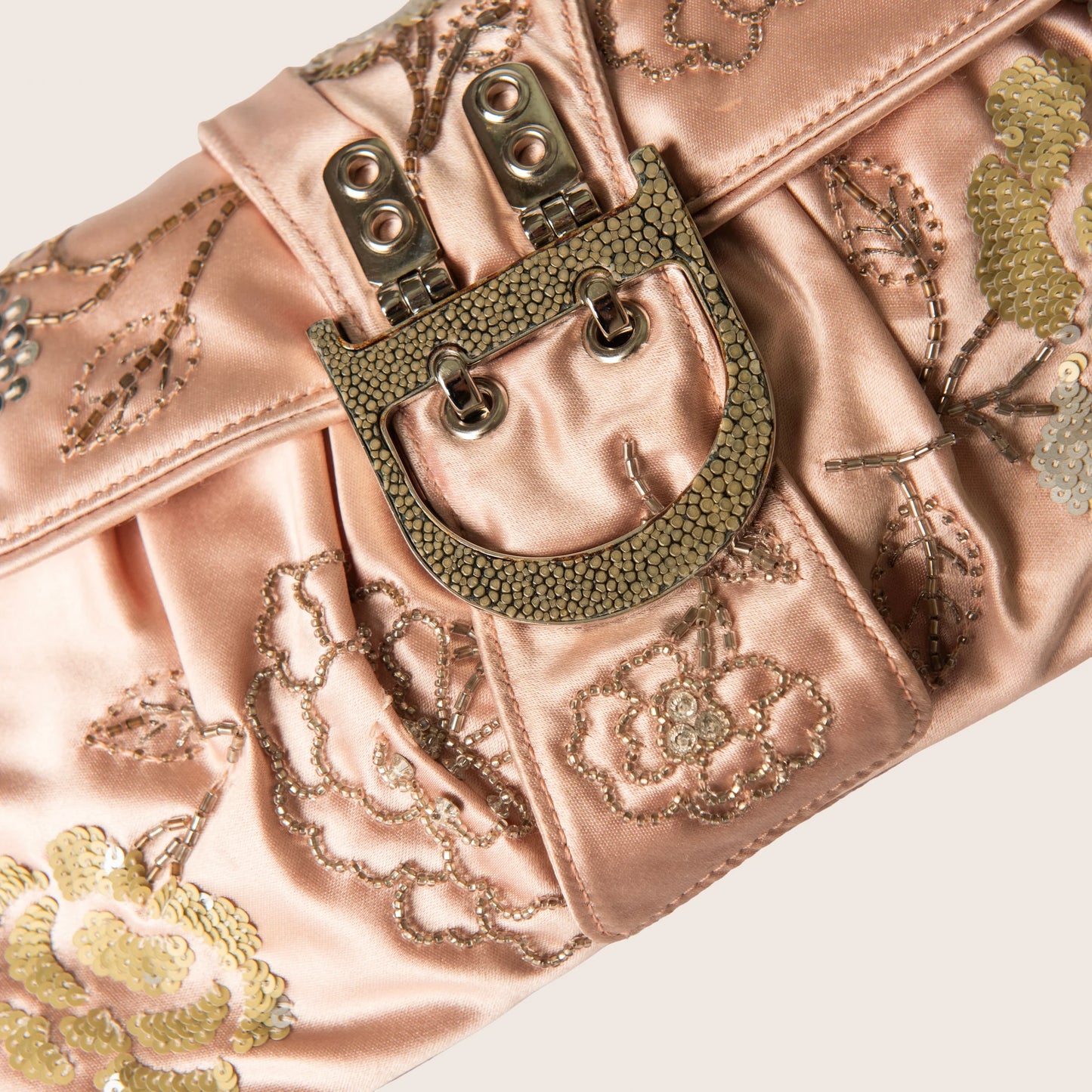 Christian Dior Silk Sequins Embroidered Stingray Clutch Pink