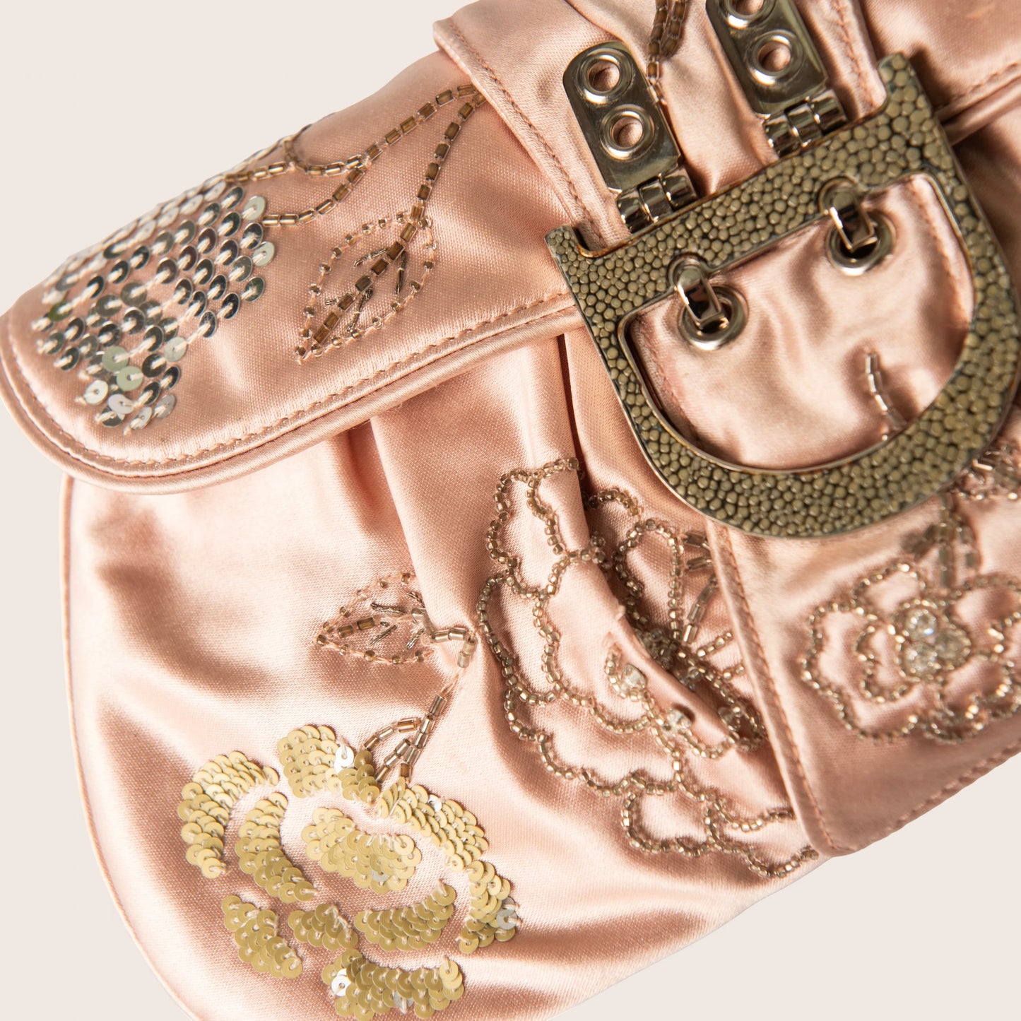 Christian Dior Silk Sequins Embroidered Stingray Clutch Pink