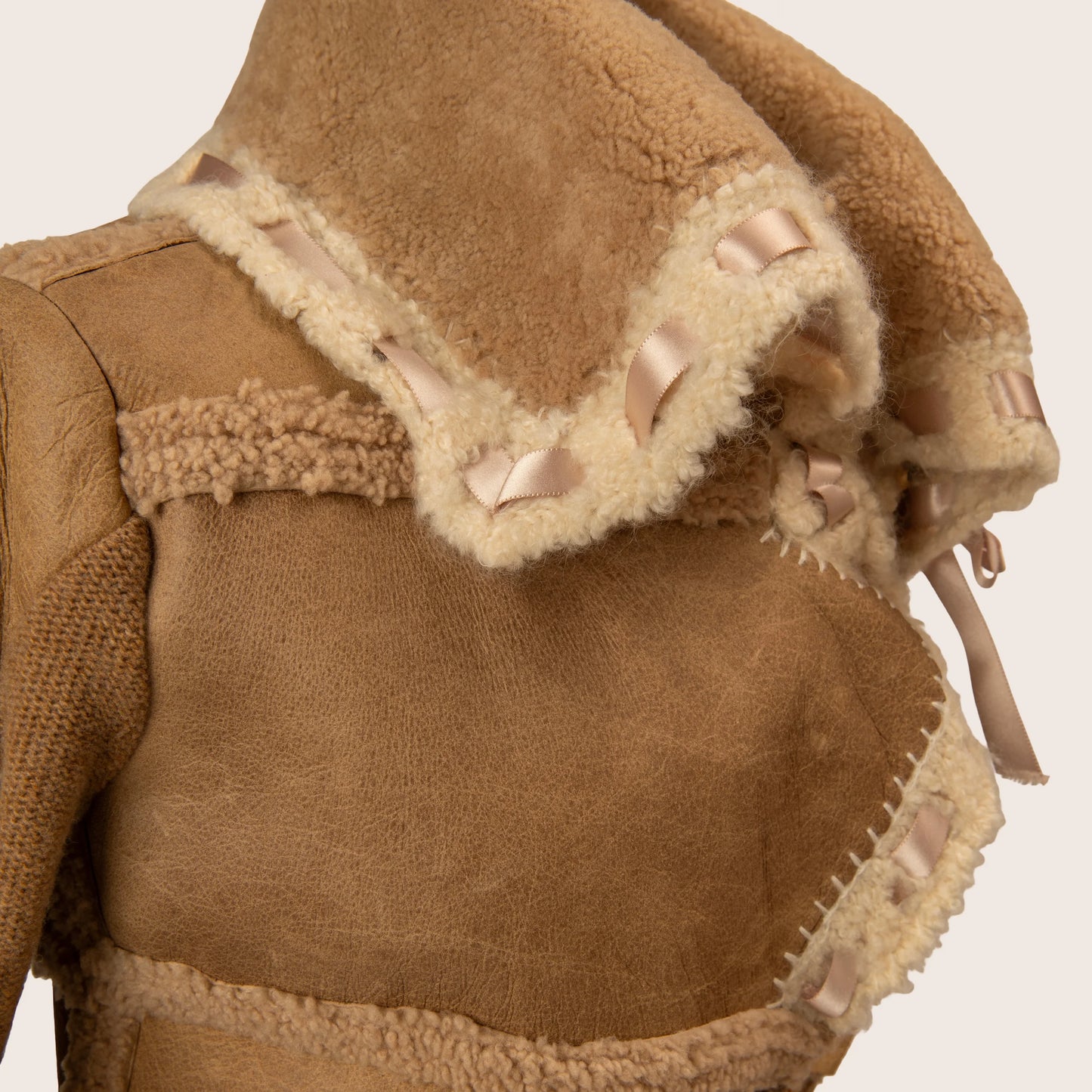 Dior Shearling Coat with Satin Ribbon Details